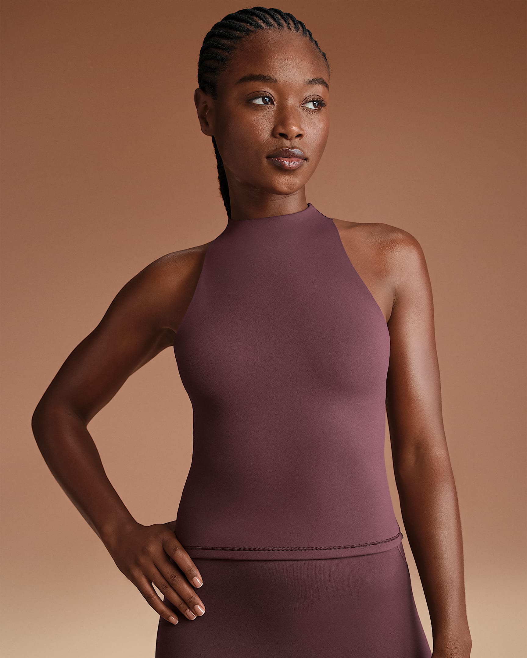 NikeSKIMS Matte Women's Mock-Neck Racerback Tank Top - NSKM CURRANT