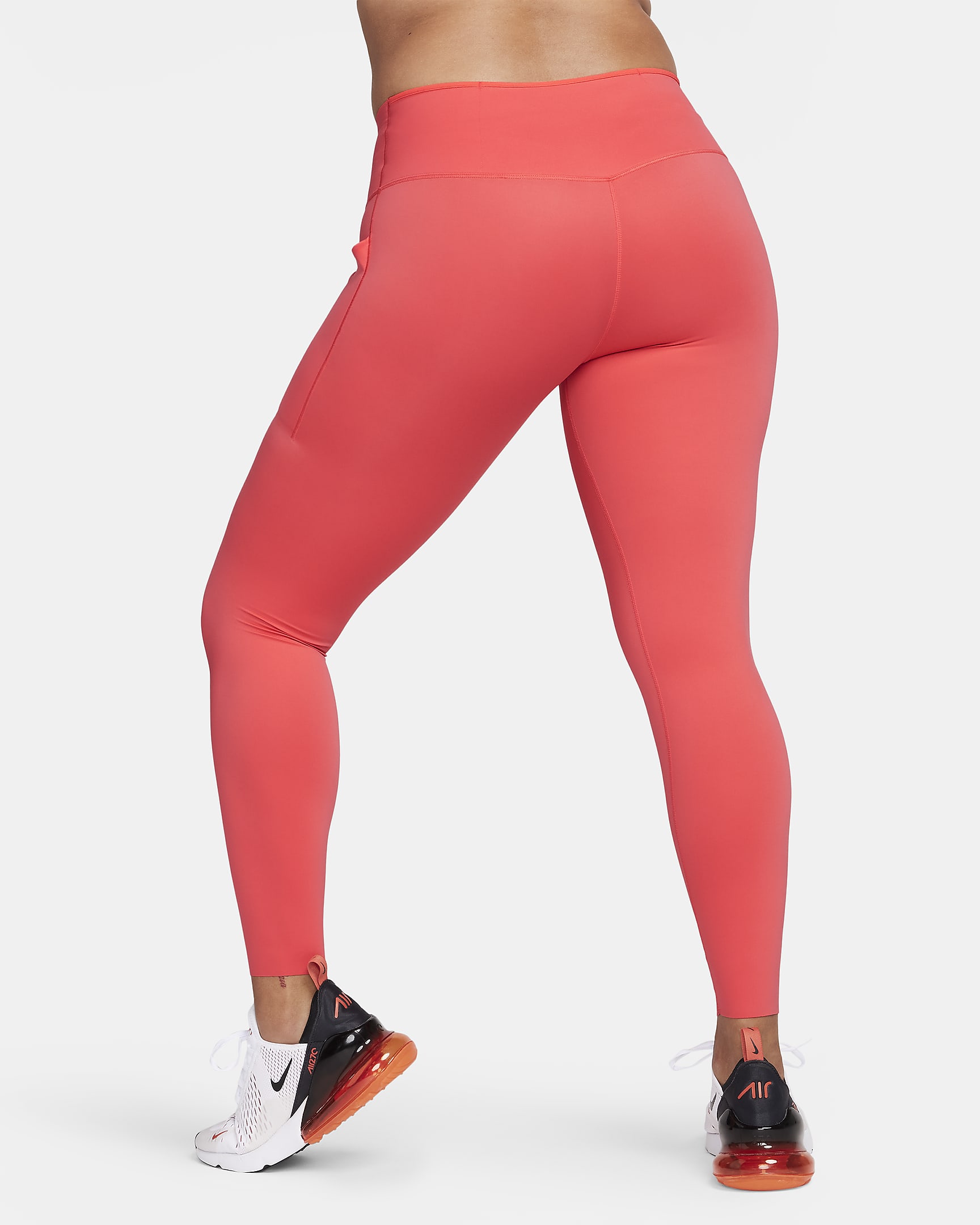 Nike Go Women's Firm-Support Mid-Rise Full-Length Leggings with Pockets - Ember Glow/Black