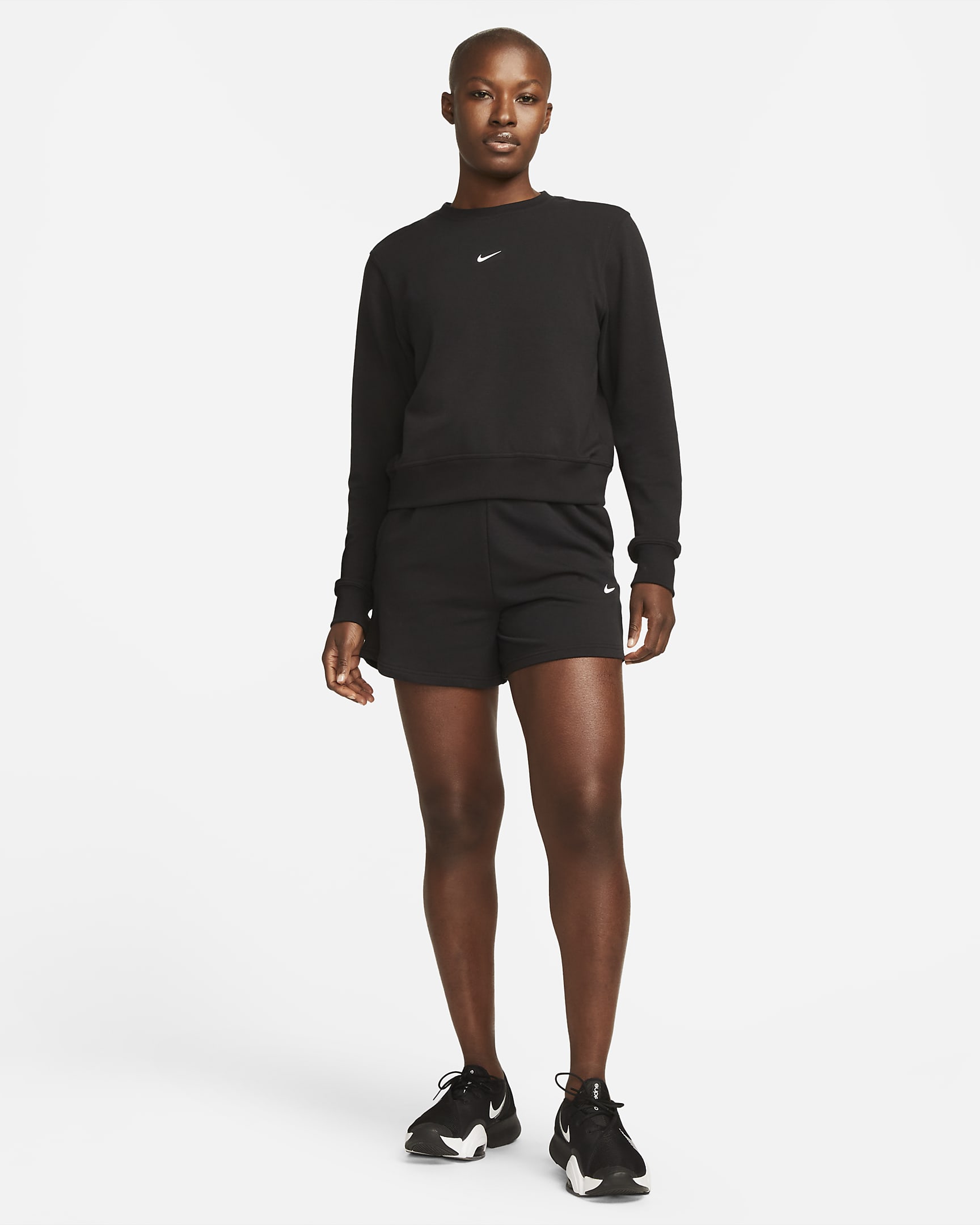 Nike Dri-FIT One Women's Crew-Neck French Terry Sweatshirt - Black/White