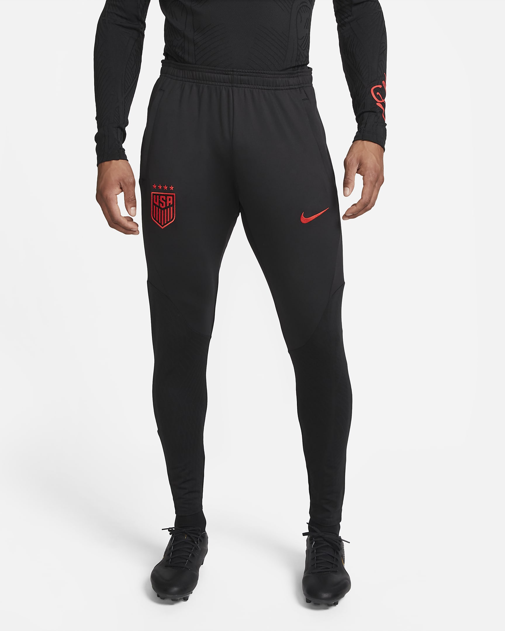 U.S. Strike Men's Nike Dri-FIT Knit Soccer Pants - Black/Speed Red