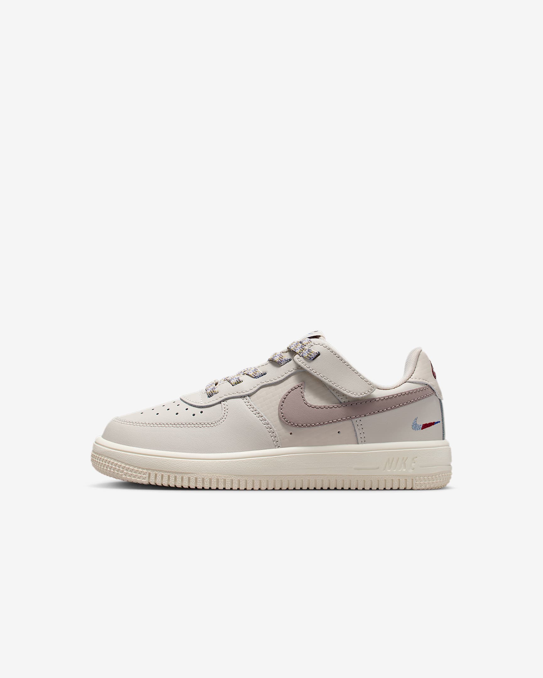 Nike Force 1 Low LV8 EasyOn Little Kids' Shoes - Light Orewood Brown/Burgundy Crush/Comet Blue/Malt