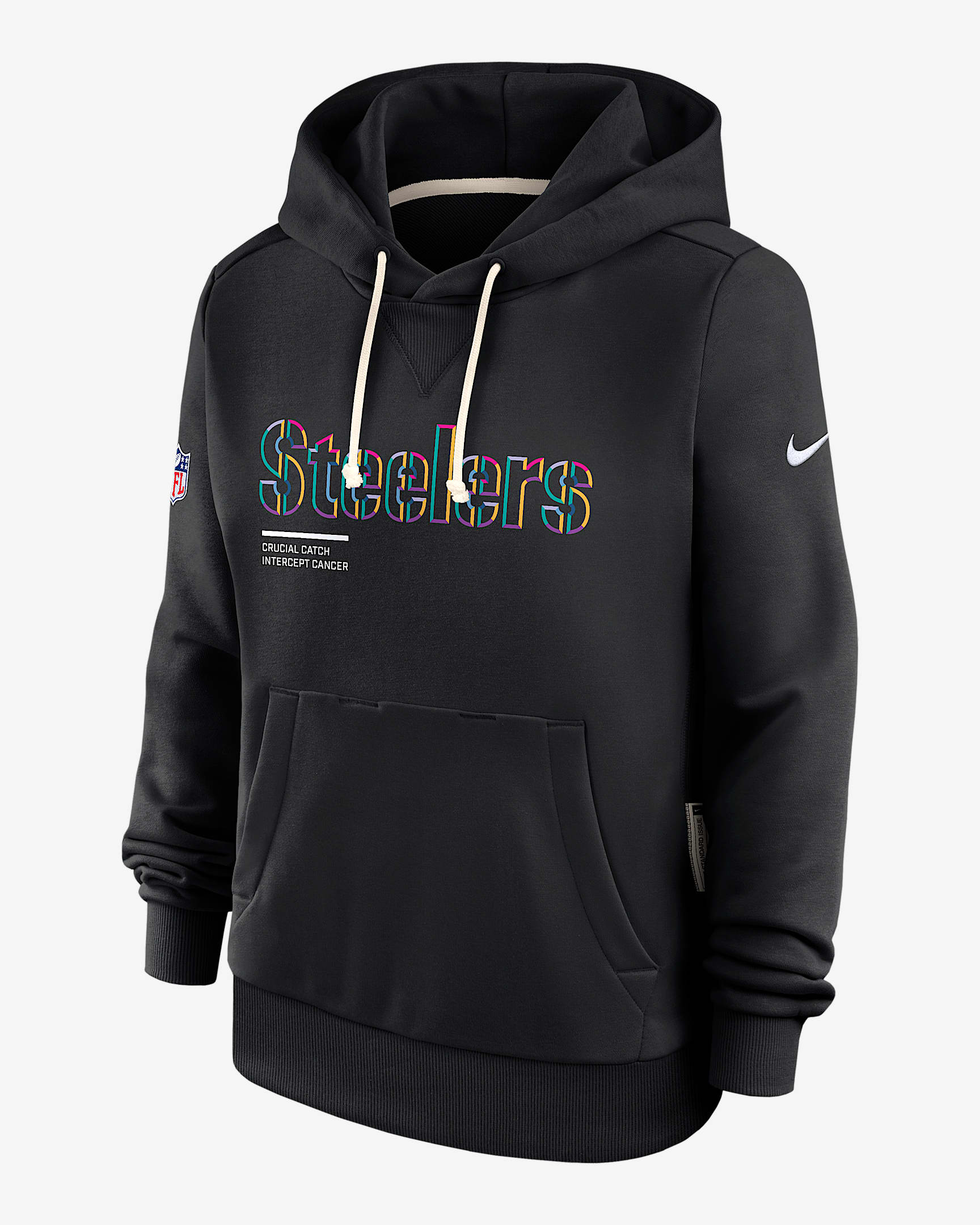 Sudadera con gorro sin cierre Nike Dri-FIT de la NFL para mujer Pittsburgh Steelers Crucial Catch - Negro