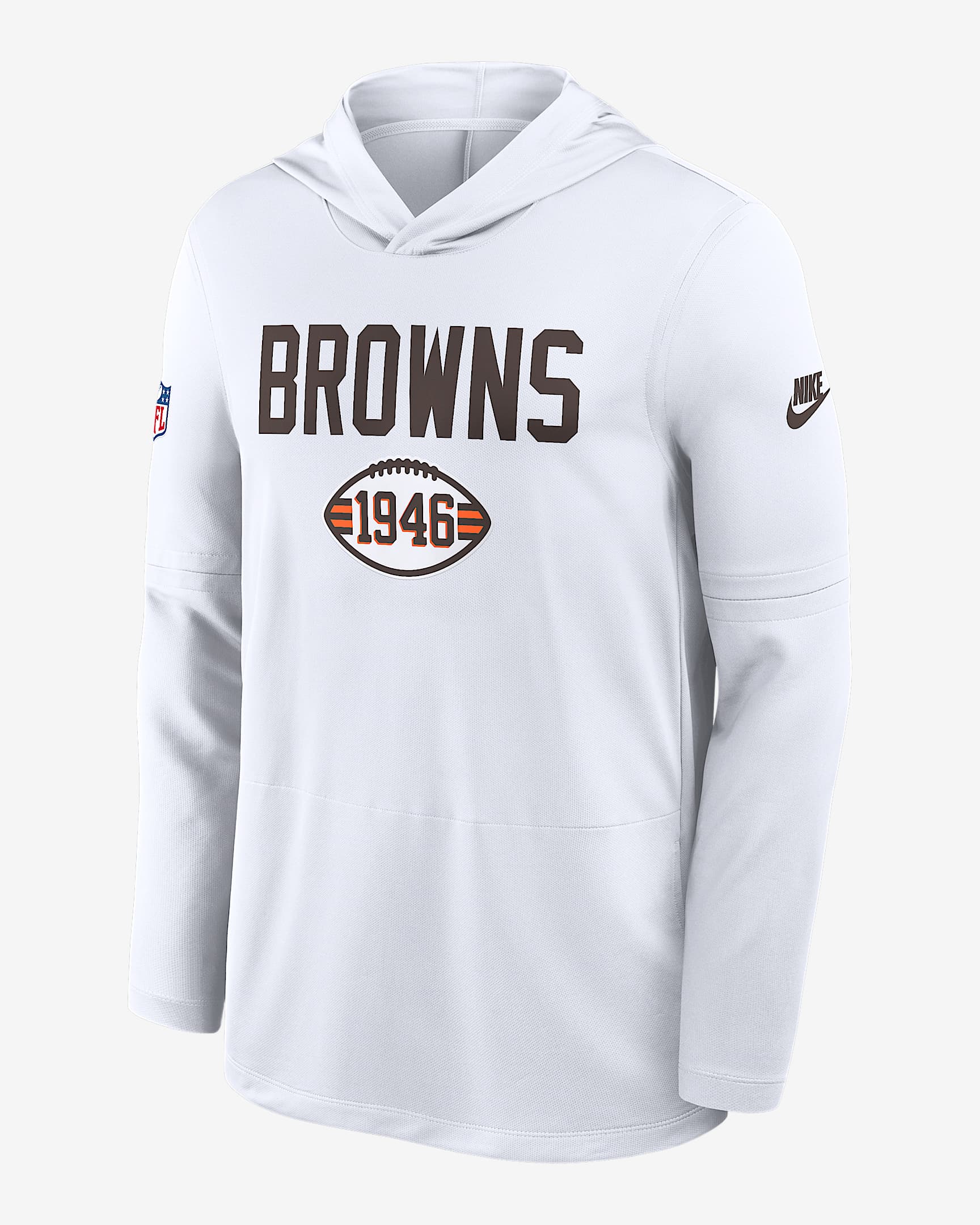 Cleveland Browns Pass Accuracy Men's Nike Dri-FIT NFL Long-Sleeve Hooded Top - White
