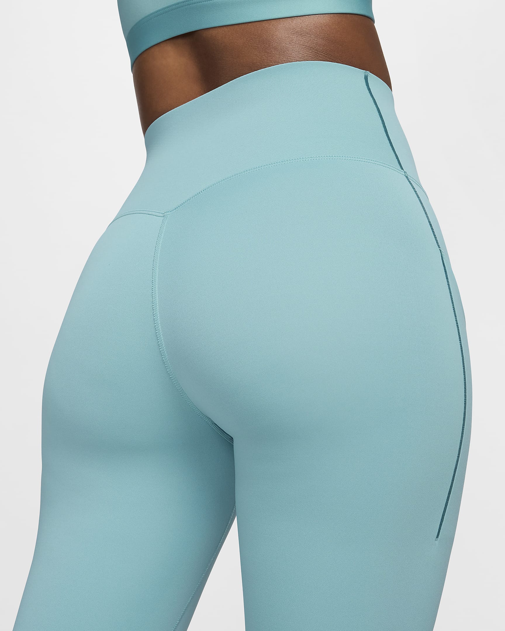 Leggings de 7/8 de tiro alto y sujeción media con bolsillos para mujer Nike Universa - Denim turquesa/Negro