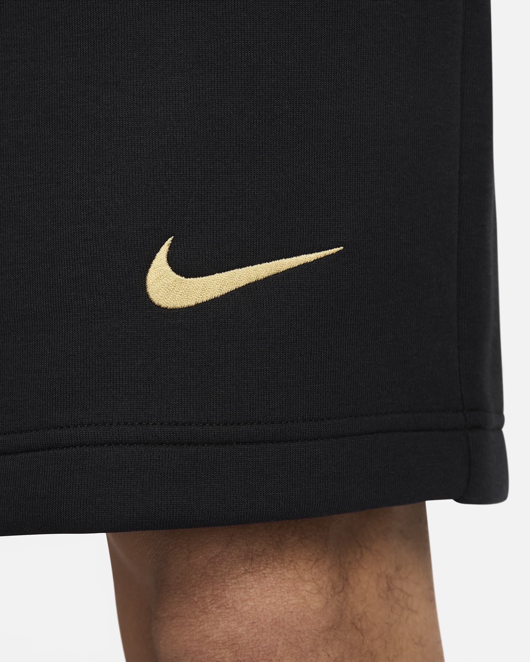 FC Barcelona Tech Fleece Men's Nike Soccer Shorts - Black/Club Gold