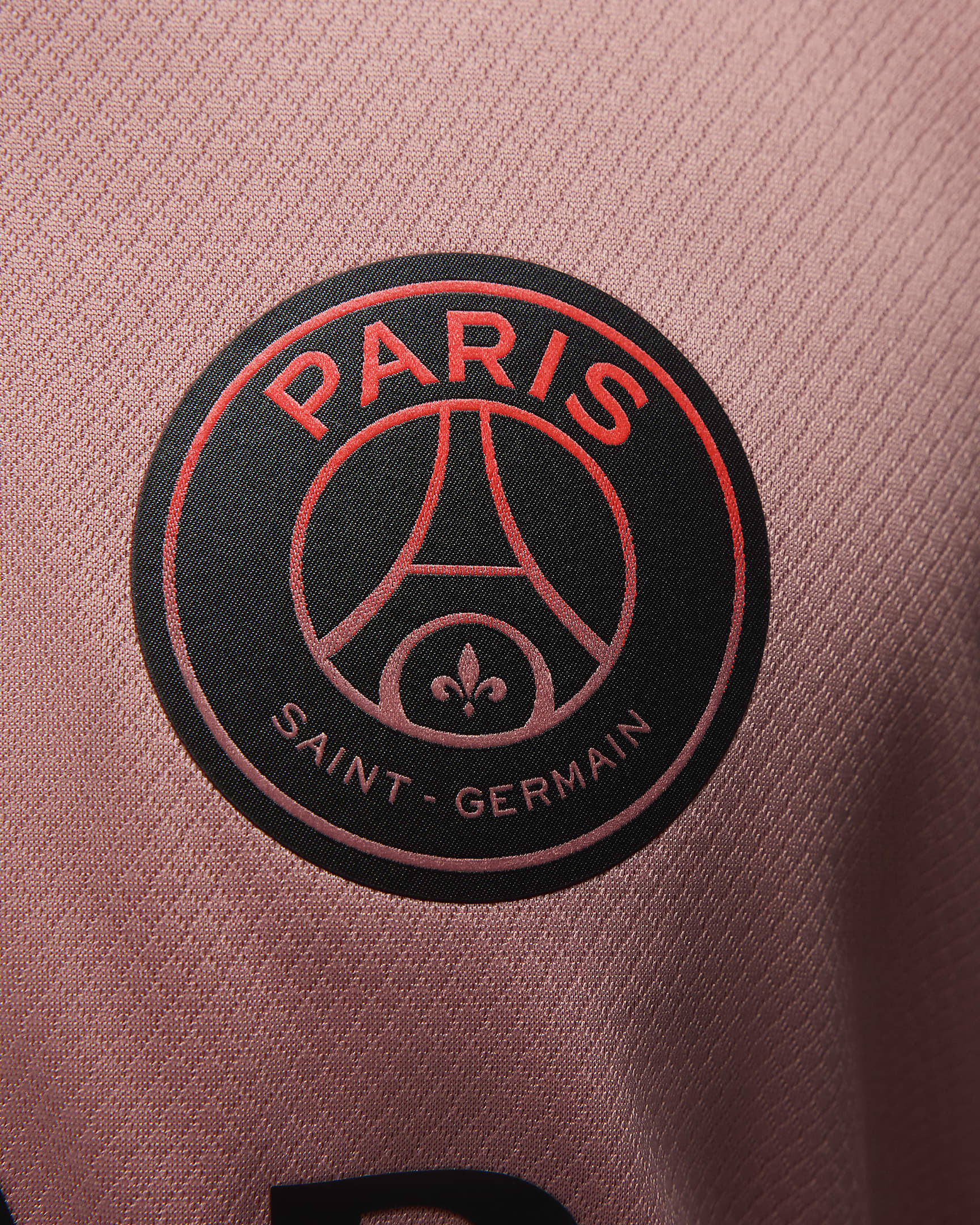 Paris Saint-Germain 2024/25 Stadium Third Jordan Dri-FIT Replica-fodboldspillertrøje til mænd - Rust Pink/sort/sort