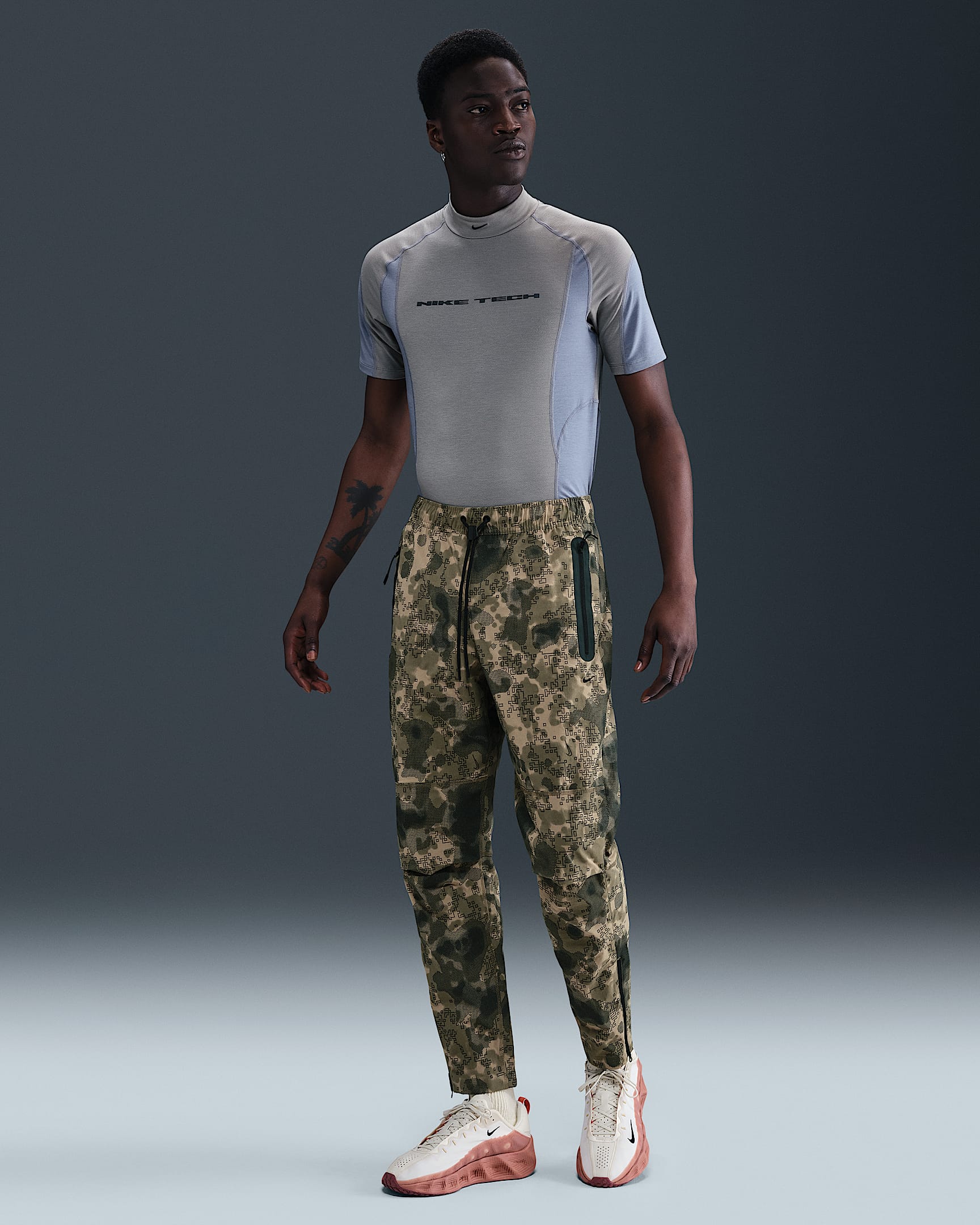 Nike Tech Men's Dri-FIT Woven Camo Tapered Trousers - Neutral Olive/Black