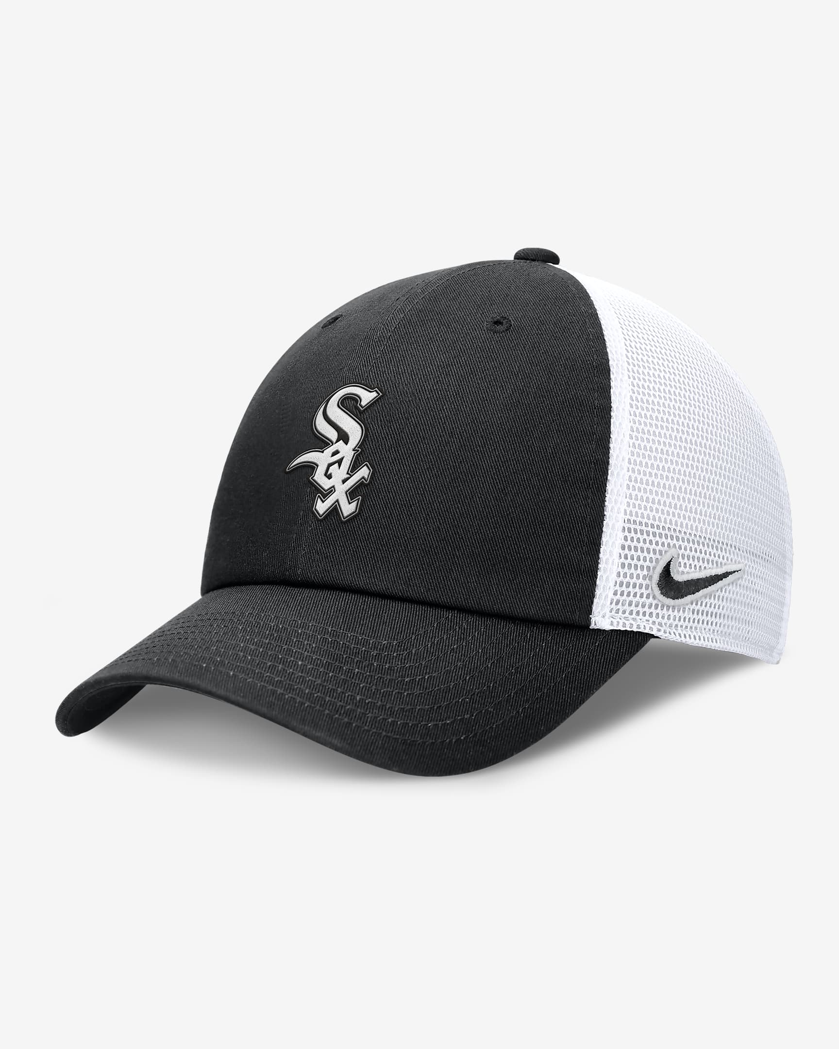 Chicago White Sox Evergreen Club Men's Nike MLB Trucker Adjustable Hat - Black