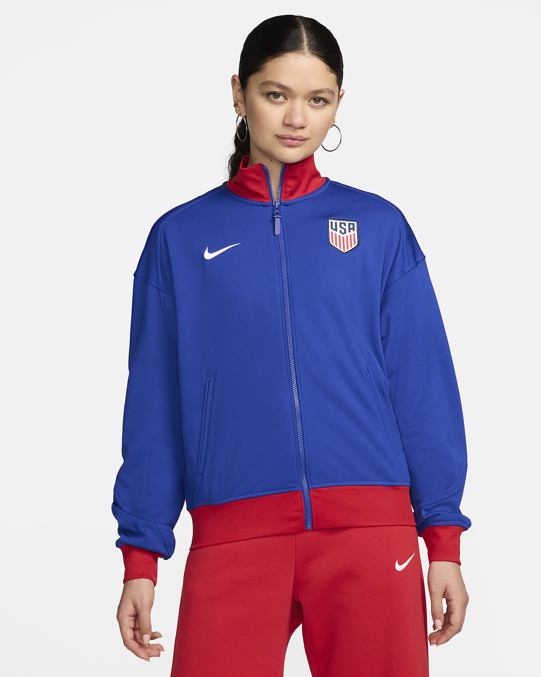 USMNT Academy Pro Women's Nike Dri-FIT Soccer Anthem Jacket - Old Royal/Sport Red/White