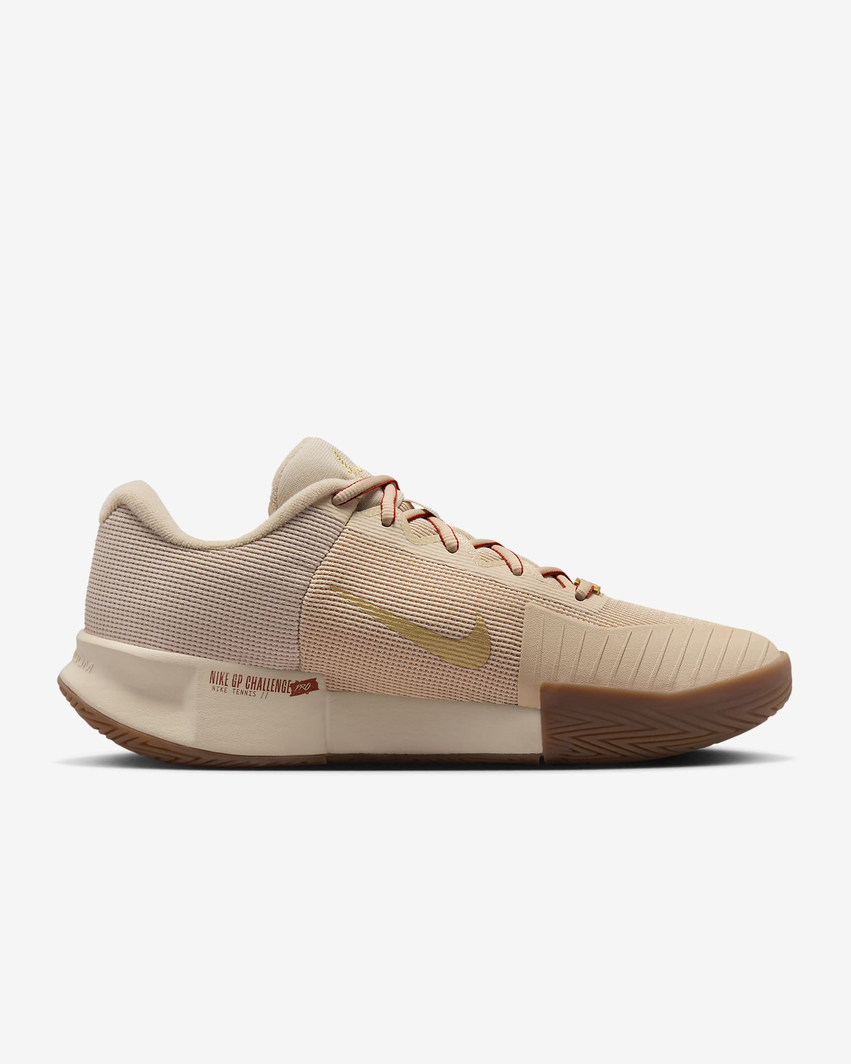 Nike GP Challenge Pro Premium Women's Hard Court Tennis Shoes - Sand Drift/Metallic Gold/Gum Medium Brown/Rust Factor