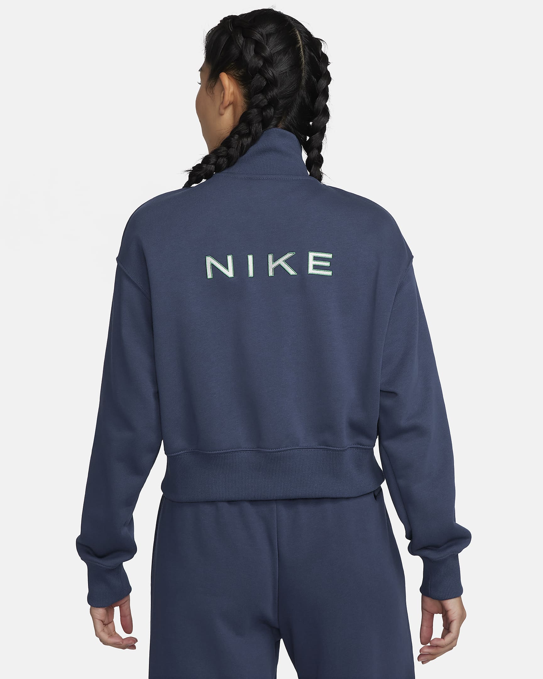 Nike Sportswear Women's Oversized 1/2-Zip Crop Fleece Sweatshirt - Midnight Navy/Midnight Navy