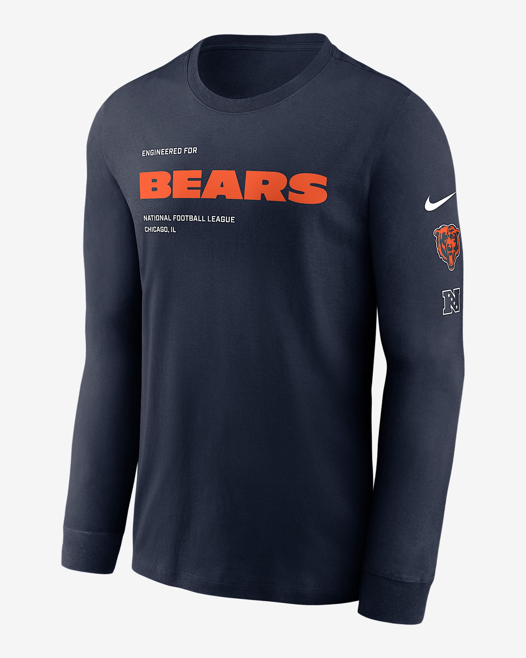 Playera de manga larga Nike de la NFL para hombre Chicago Bears Play To Win Essential - Marino