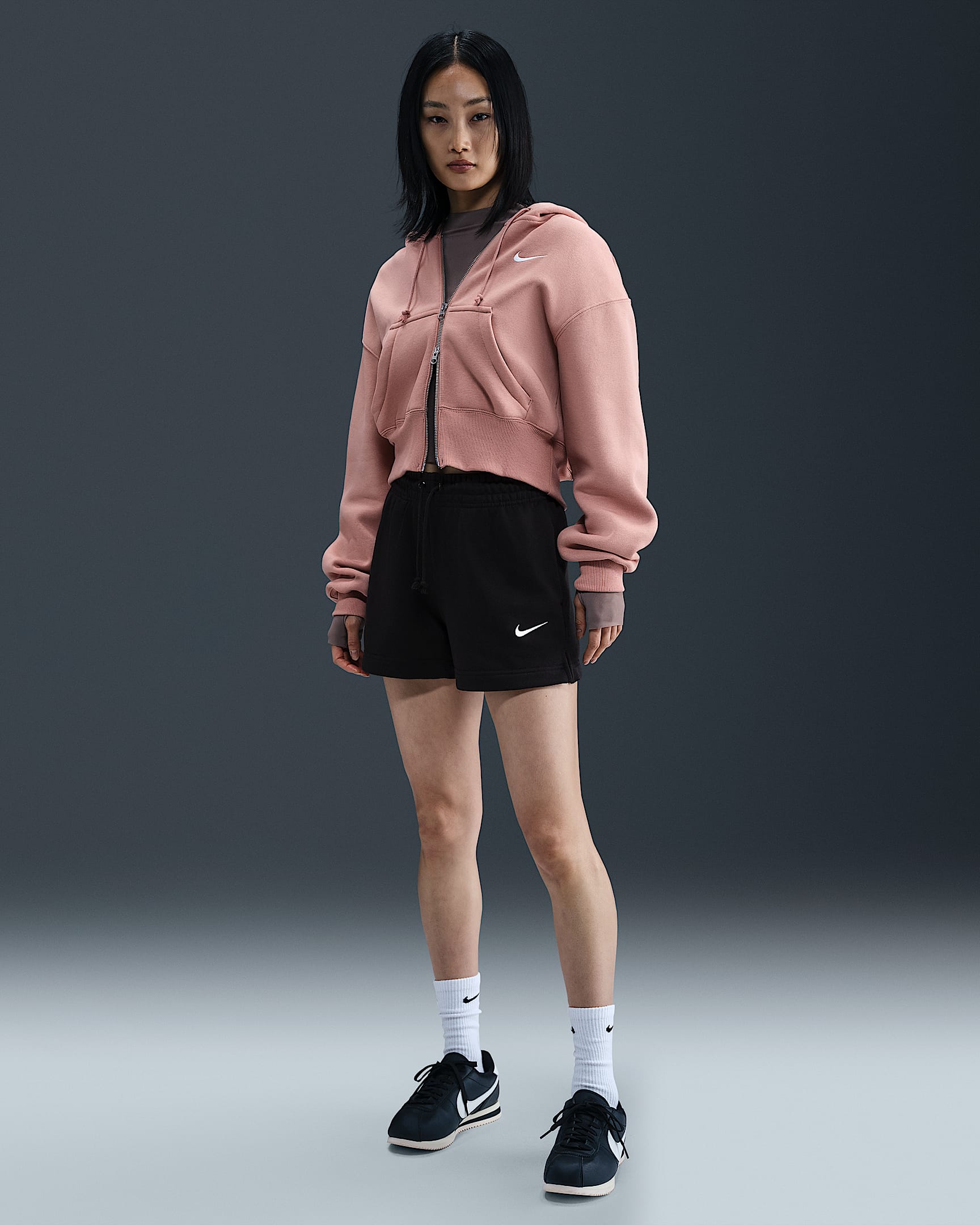 Nike Sportswear Phoenix Fleece Women's French Terry Mid-Rise 10cm (approx.) Shorts - Black/Sail