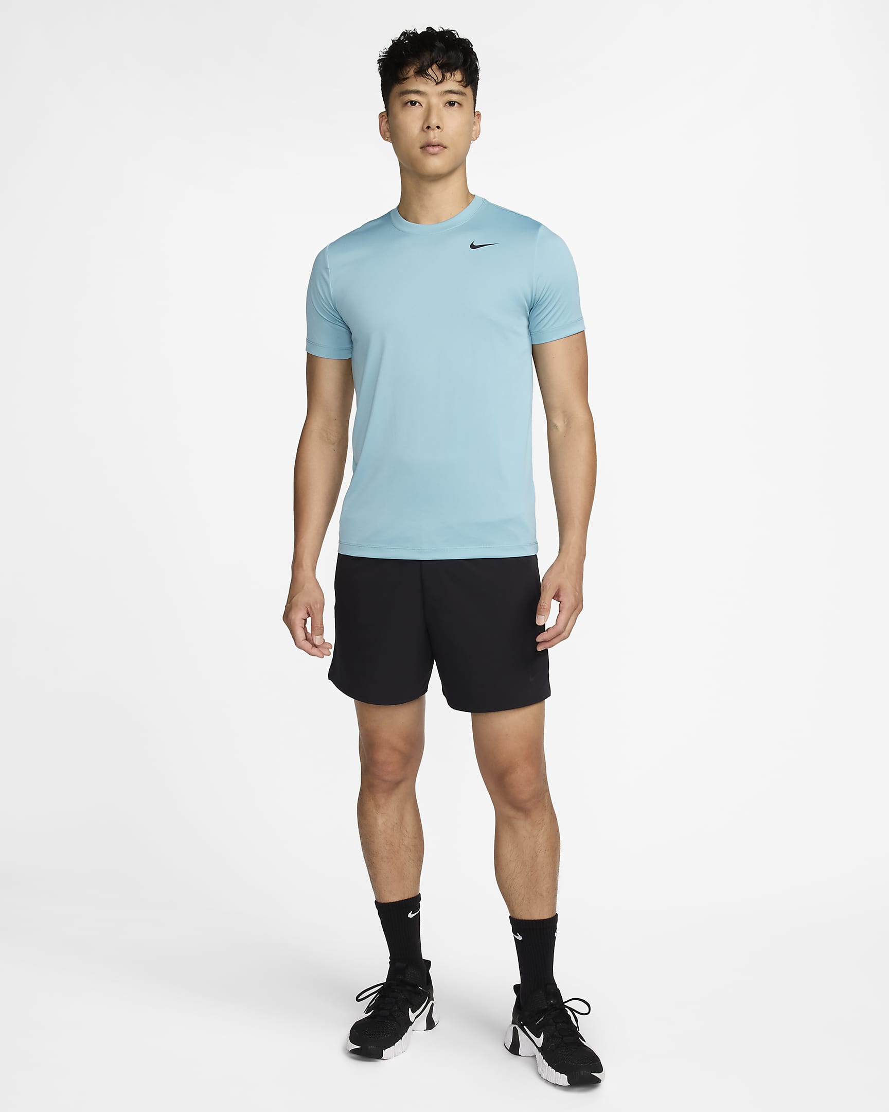 Nike Dri-FIT Men's Fitness T-Shirt - Denim Turquoise/Black