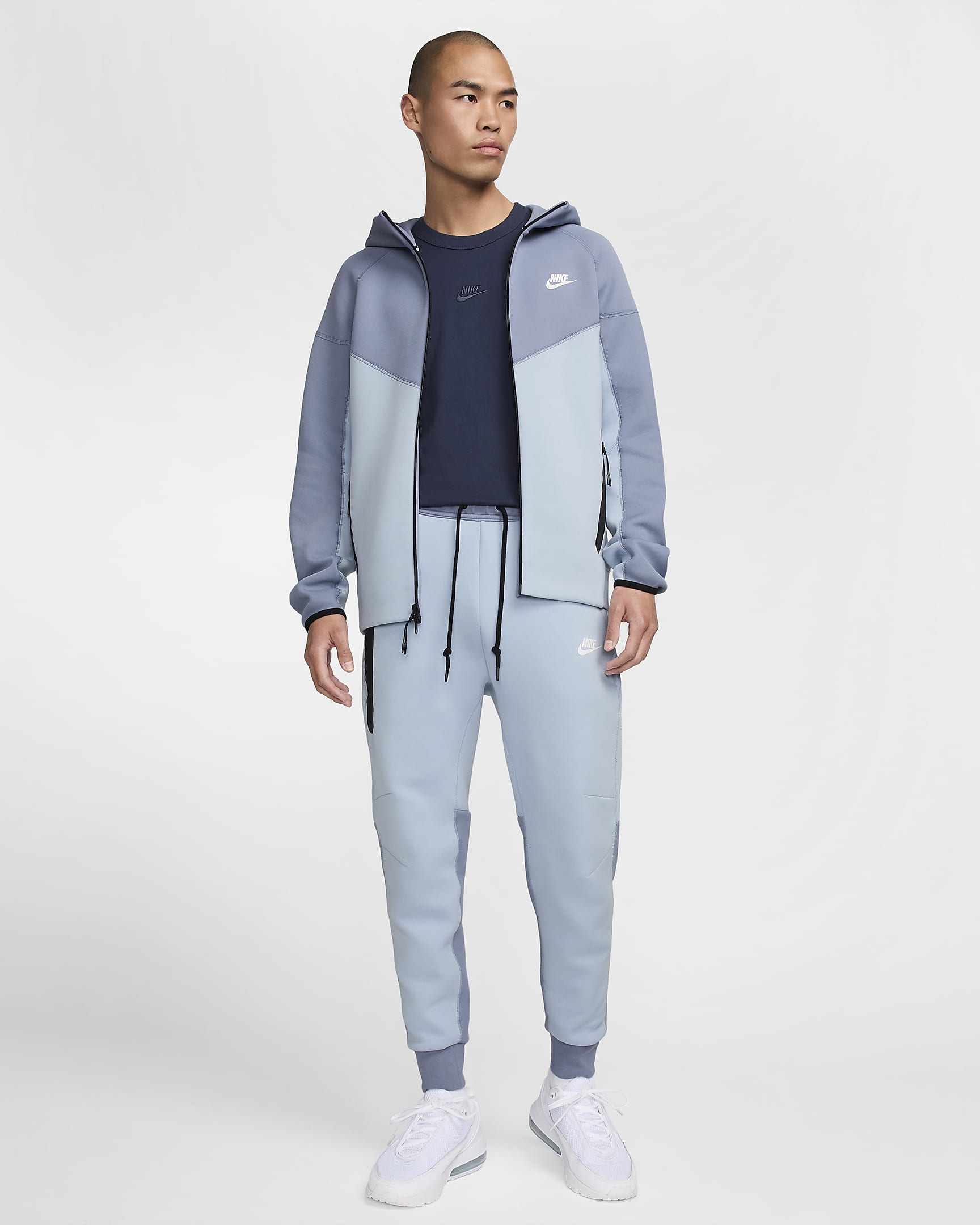 Nike Sportswear Tech Fleece Windrunner 男款全長式拉鍊連帽上衣 - Light Armory Blue/Ashen Slate/白色