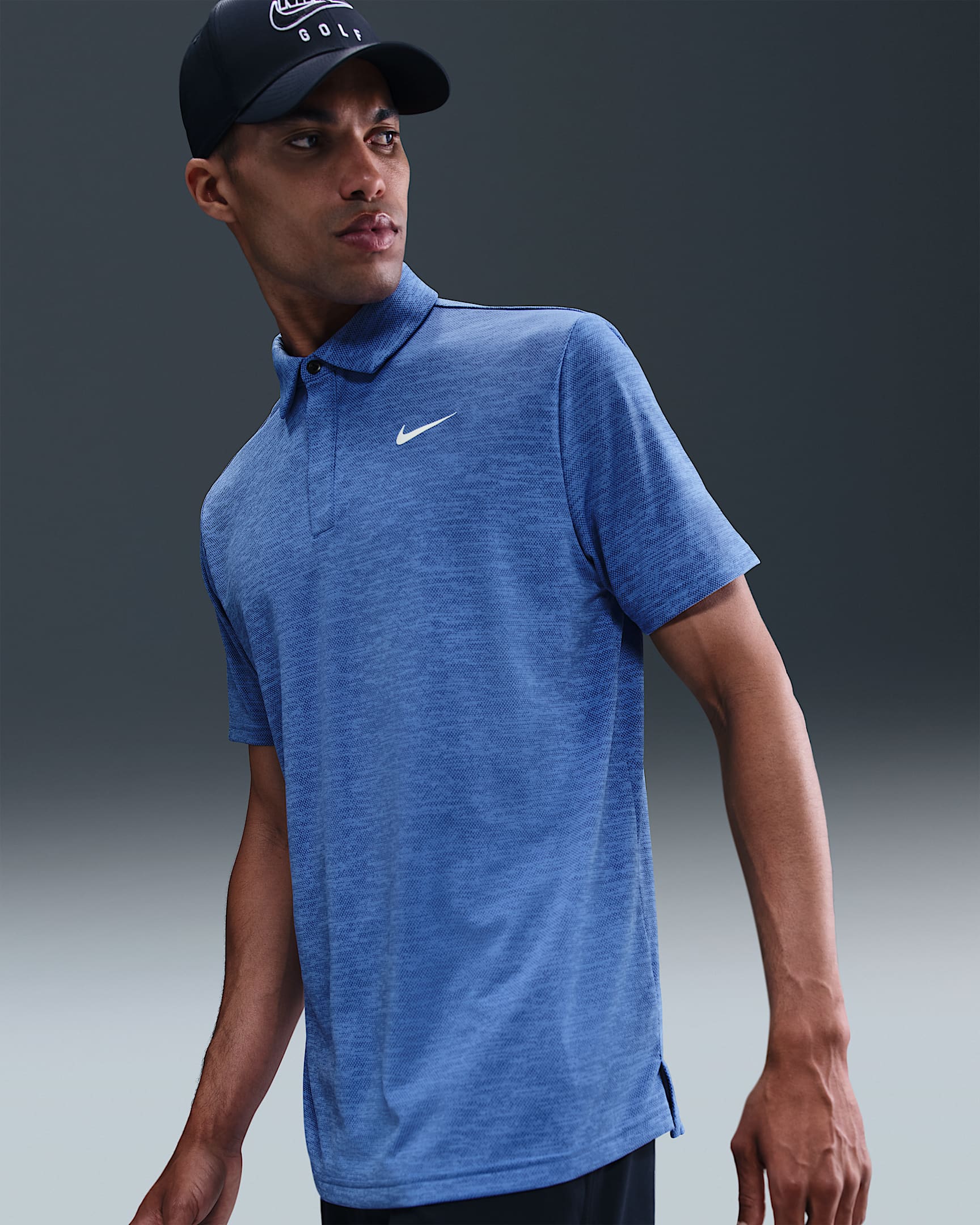 Nike Tour Men's Dri-FIT Jacquard Golf Polo - Comet Blue/Blue Void/White