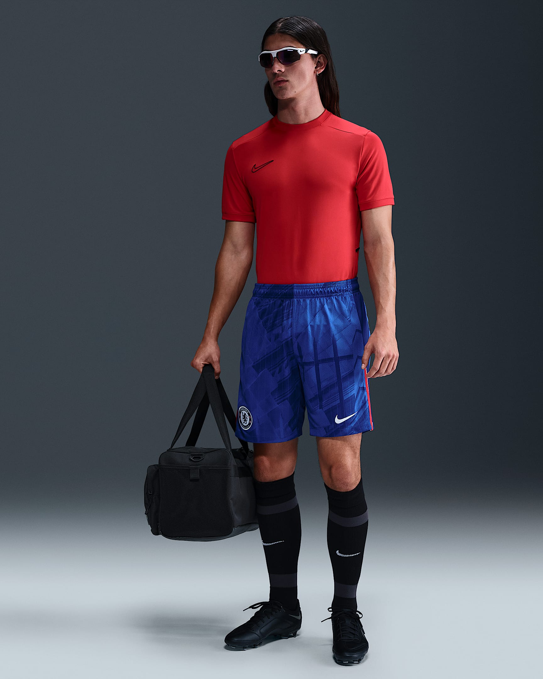 Chelsea FC 2025/26 Stadium Home Nike Dri-FIT Replica-fodboldshorts til mænd - Rush Blue/Speed Red/hvid