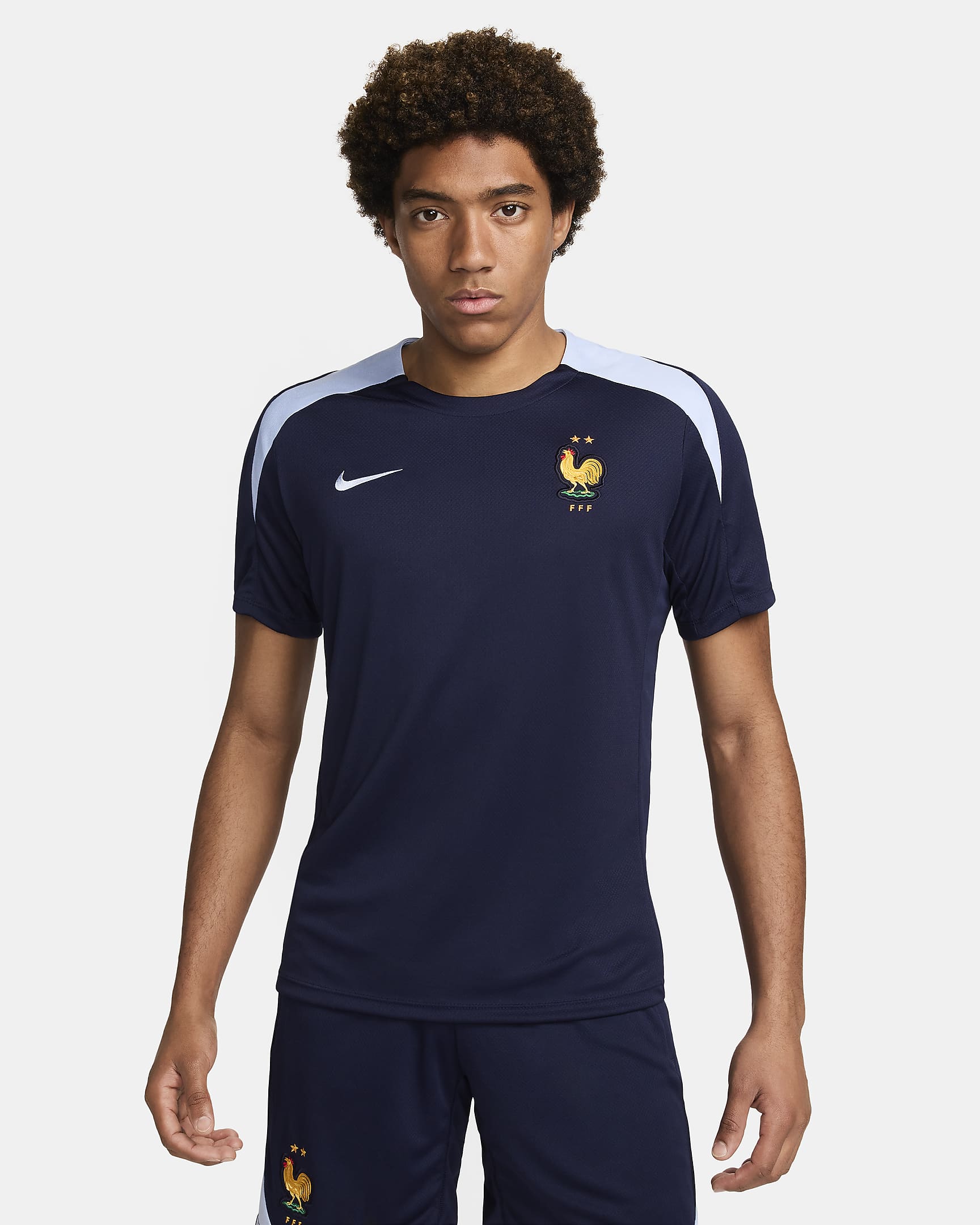 FFF Strike Nike Dri-FIT knit voetbaltop met korte mouwen voor heren - Blackened Blue/Cobalt Bliss/Cobalt Bliss