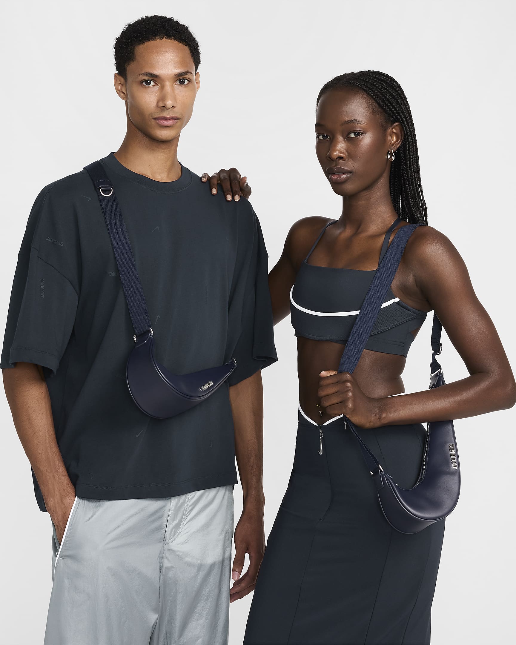 Nike x Jacquemus Le Swoosh Crossbody Bag - Midnight Navy/Midnight Navy/Shiny Silver