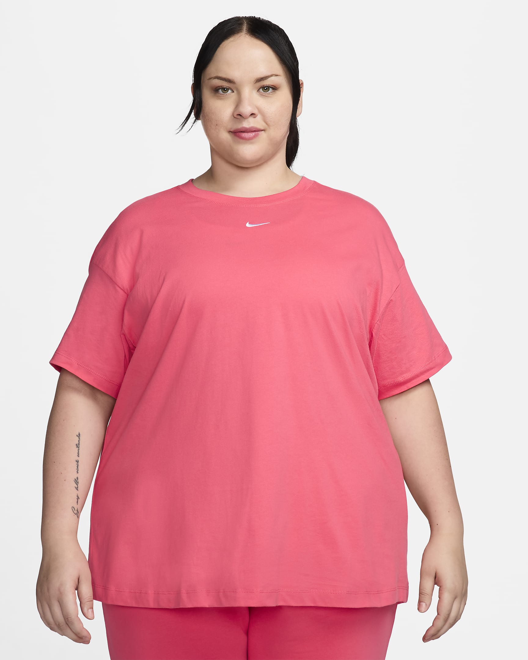 Nike Sportswear Essential Women's T-Shirt (Plus size) - Aster Pink/White