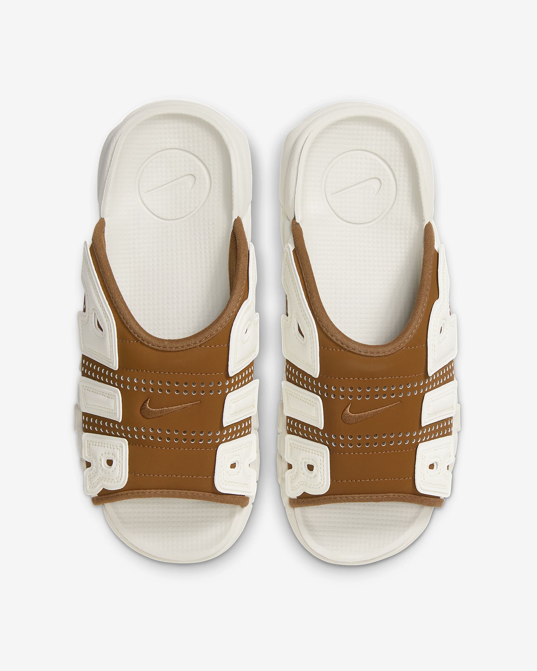 Nike Air More Uptempo Men's Slides - Light British Tan/Light Orewood Brown/Clear/Sail