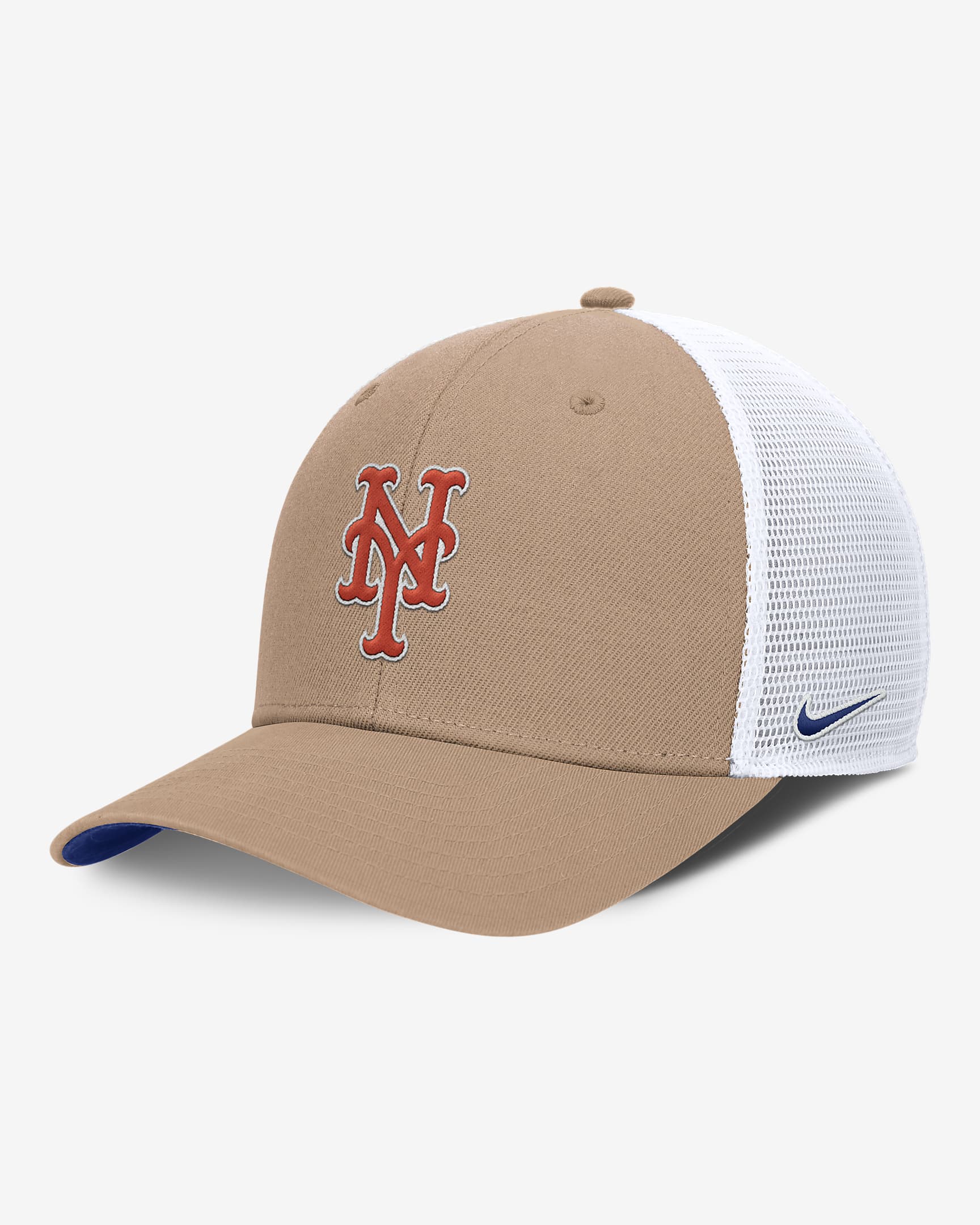 New York Mets Hemp Rise Men's Nike MLB Trucker Adjustable Hat - Khaki