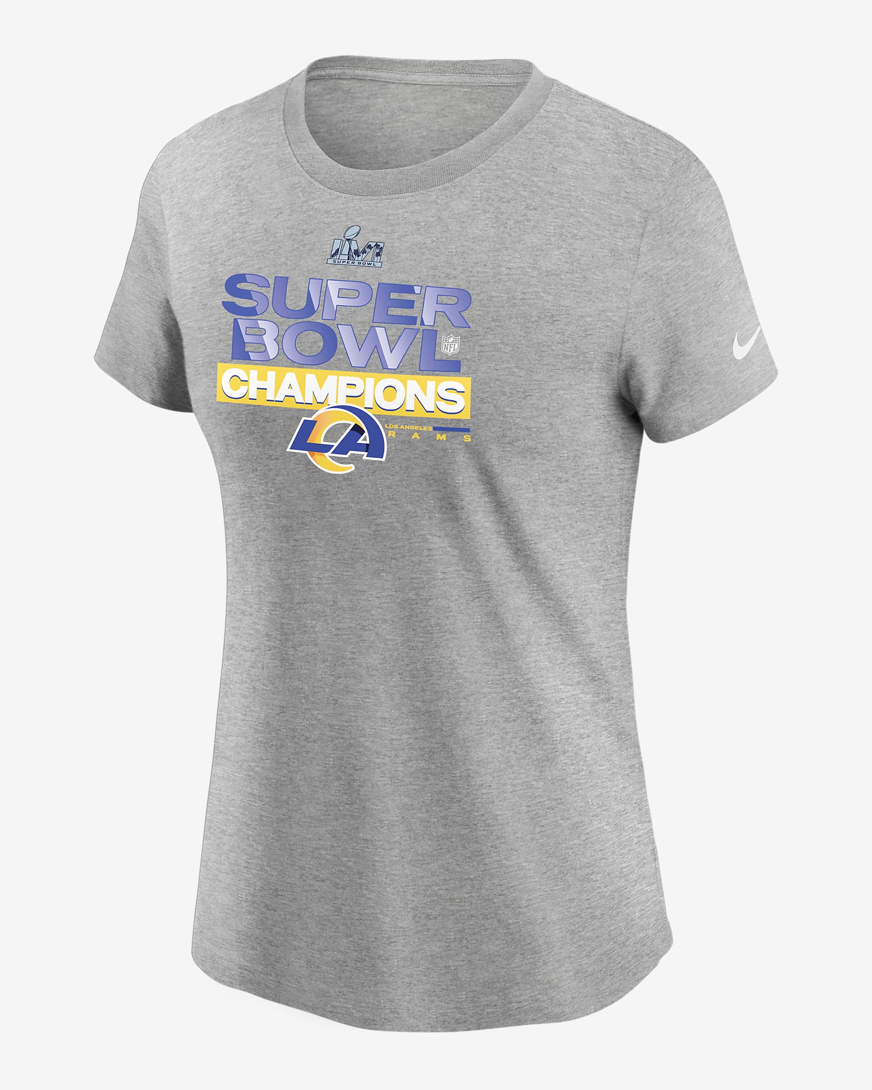 Nike Super Bowl LVI Champions Trophy Collection (NFL Los Angeles Rams) Women's T-Shirt - Charcoal Heather
