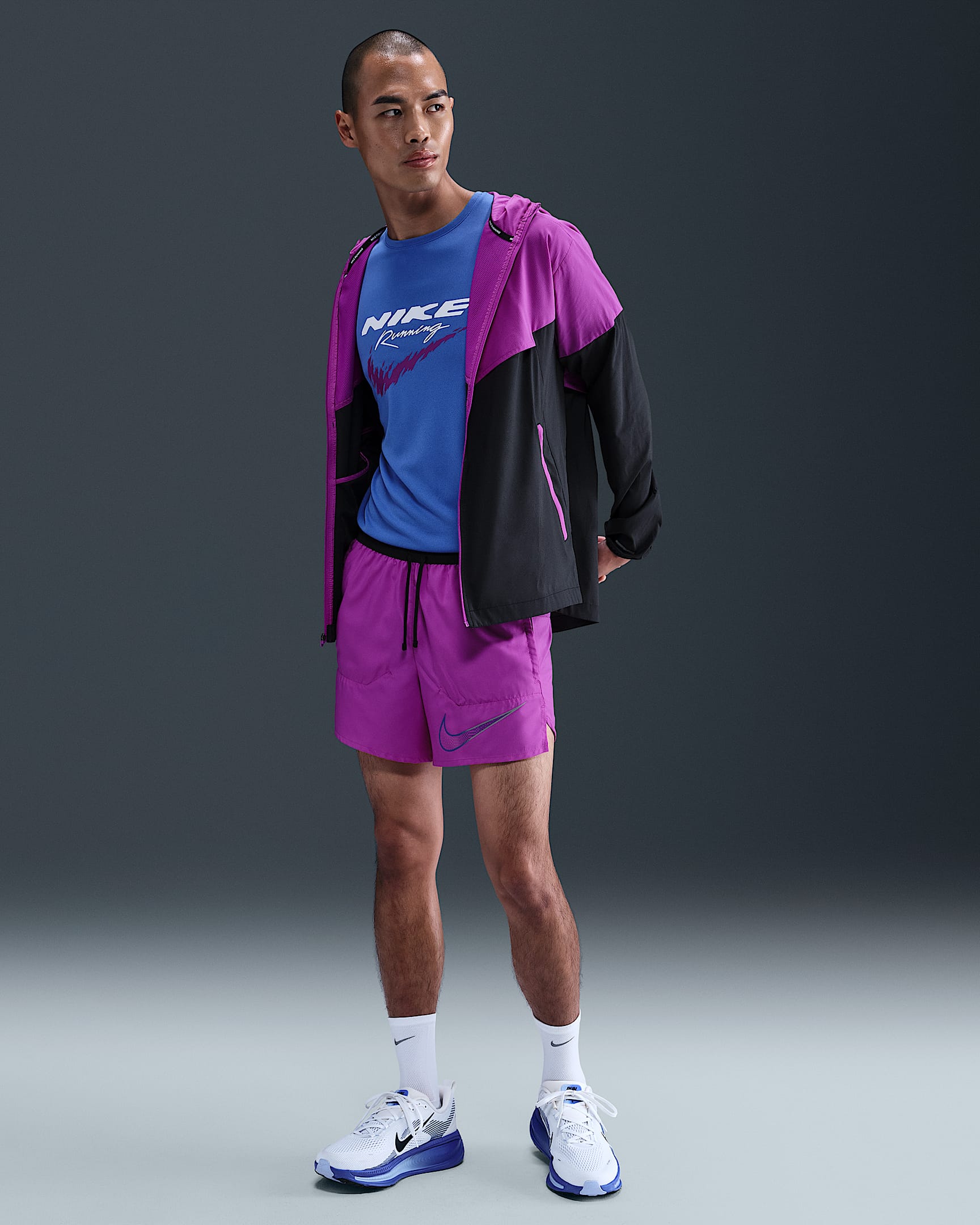 Nike Stride 男款 Dri-FIT 5" 附內裡褲跑步短褲 - Vivid Purple/Hyper Royal