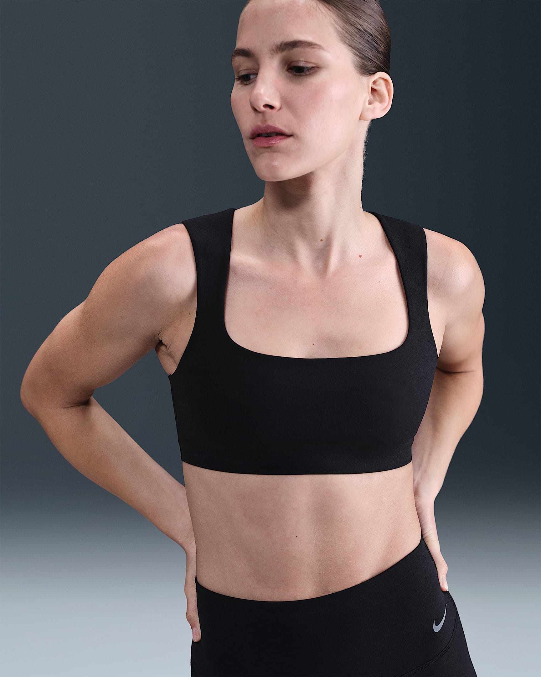 Nike Zenvy licht gevoerde sport-bh met lichte ondersteuning - Zwart/Cool Grey