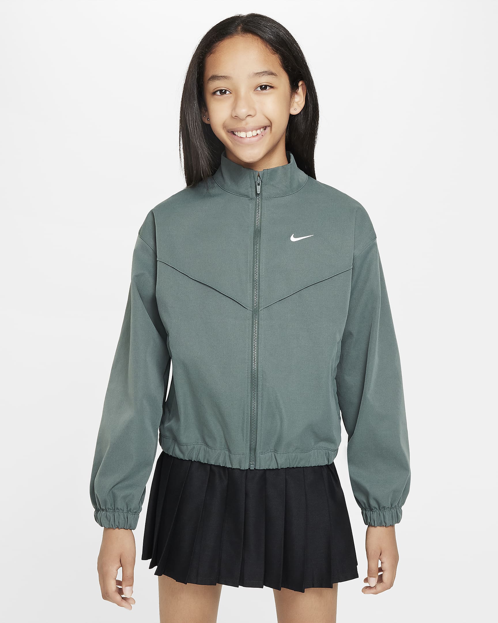 Nike Sportswear Girls' Oversized Lightweight Jacket - Vintage Green/White