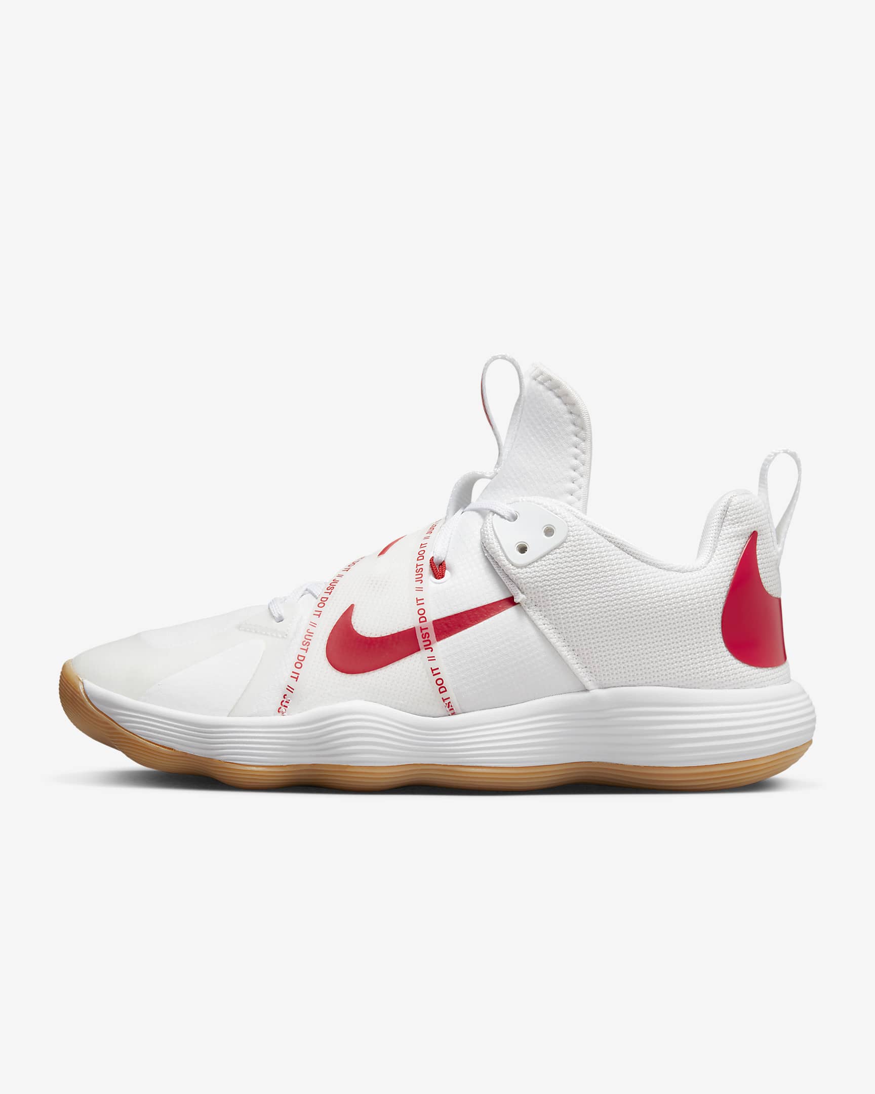 Nike React HyperSet Indoor Court Shoes - White/Gum Light Brown/University Red