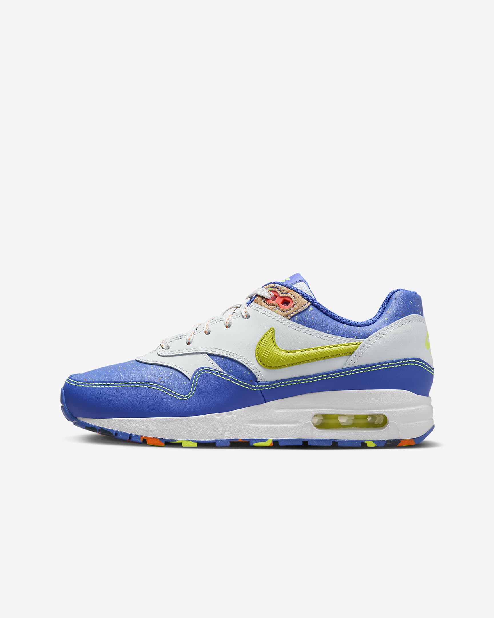 Tenis para niños grandes Nike Air Max 1 - Azul astronómico/Polvo fotón/Naranja total/Volt