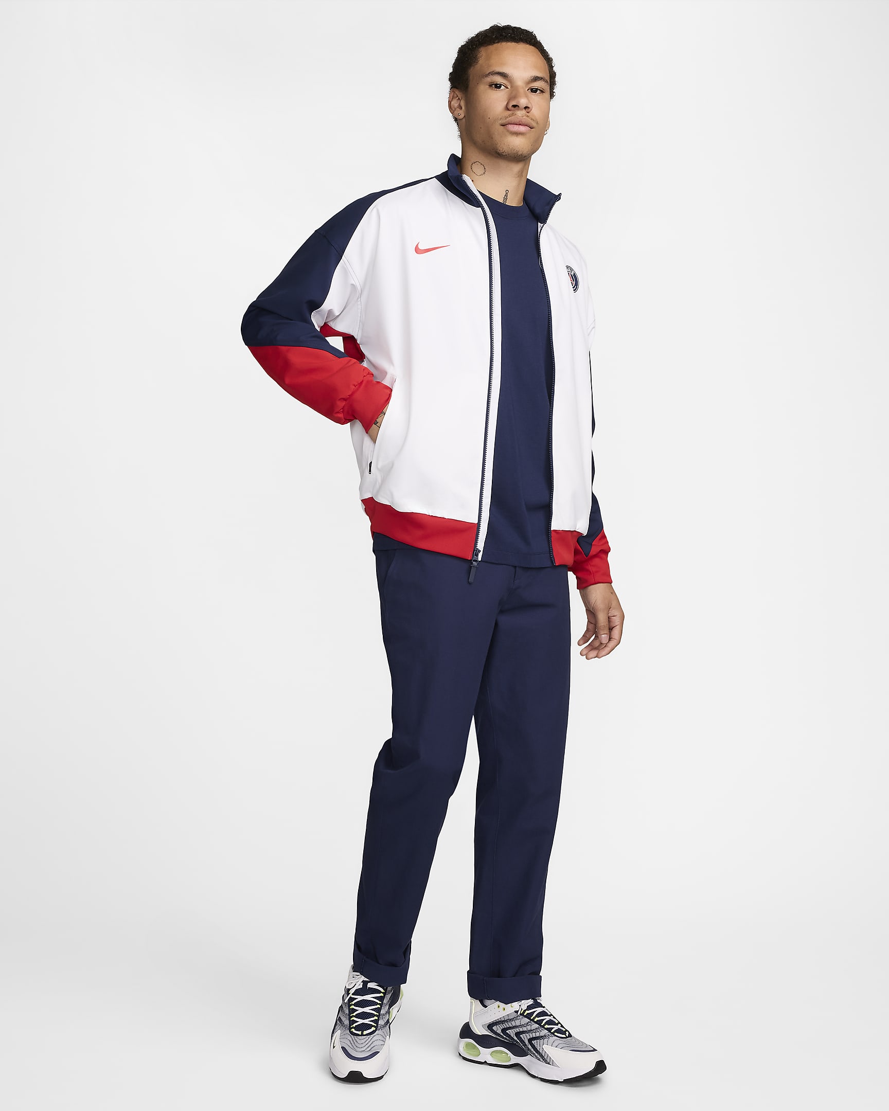 Paris Saint-Germain Strike Men's Nike Dri-FIT Football Jacket - White/Midnight Navy/University Red/University Red