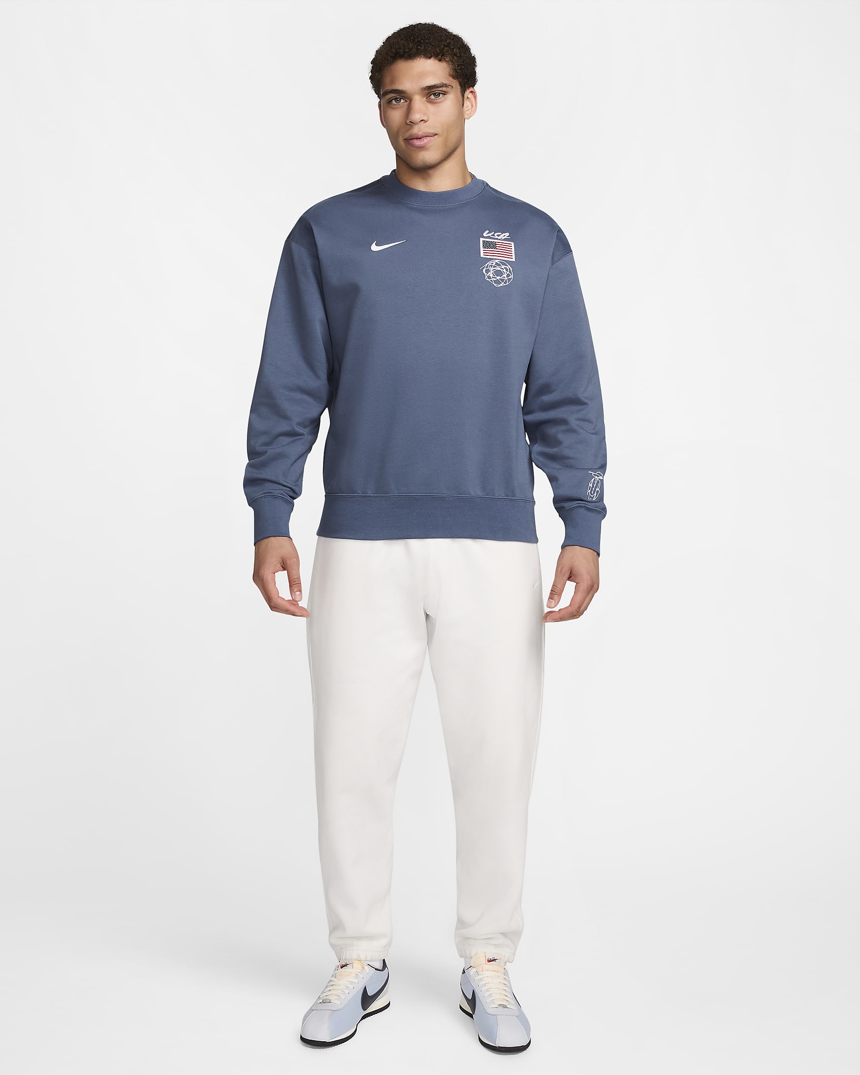 USA Solo Nike Dri-FIT ADV Breaking Sweatshirt mit Rundhalsausschnitt (Herren) - Diffused Blue/Weiß