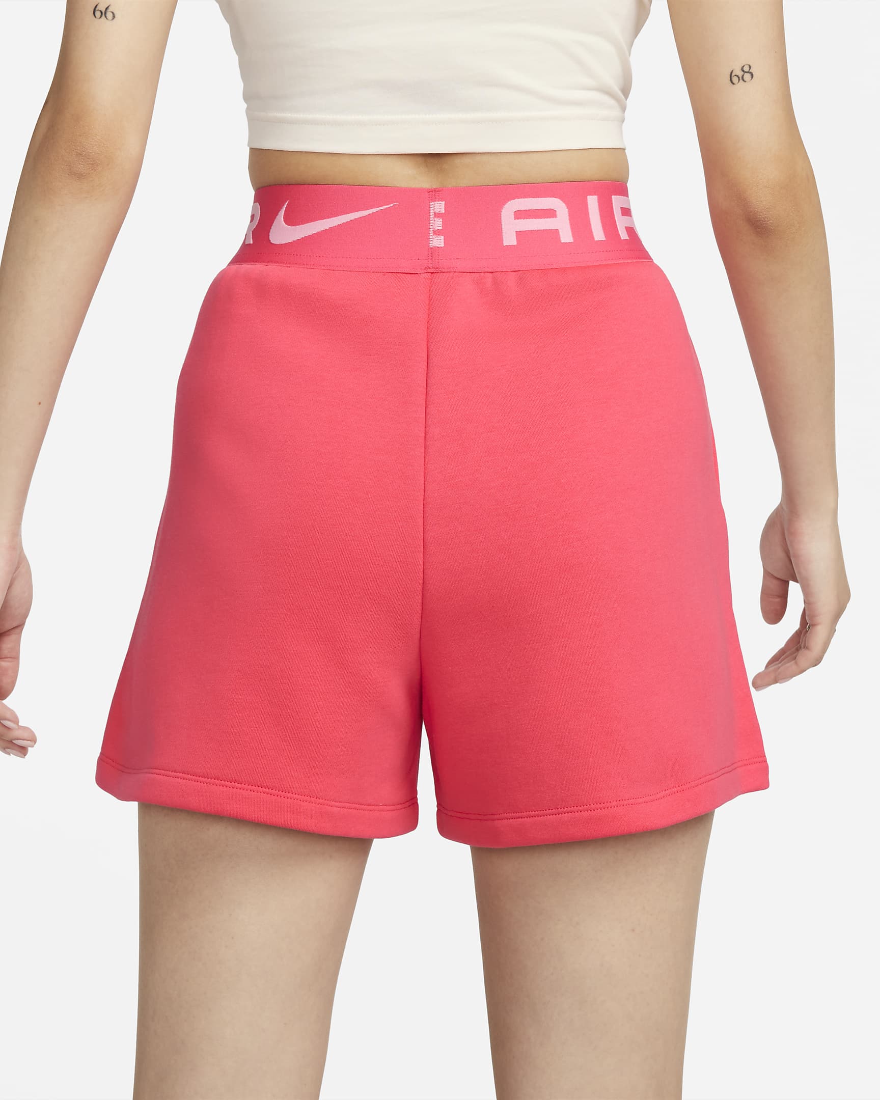 Nike Sportswear Air Women's High-Rise Fleece Shorts - Light Fusion Red/Medium Soft Pink