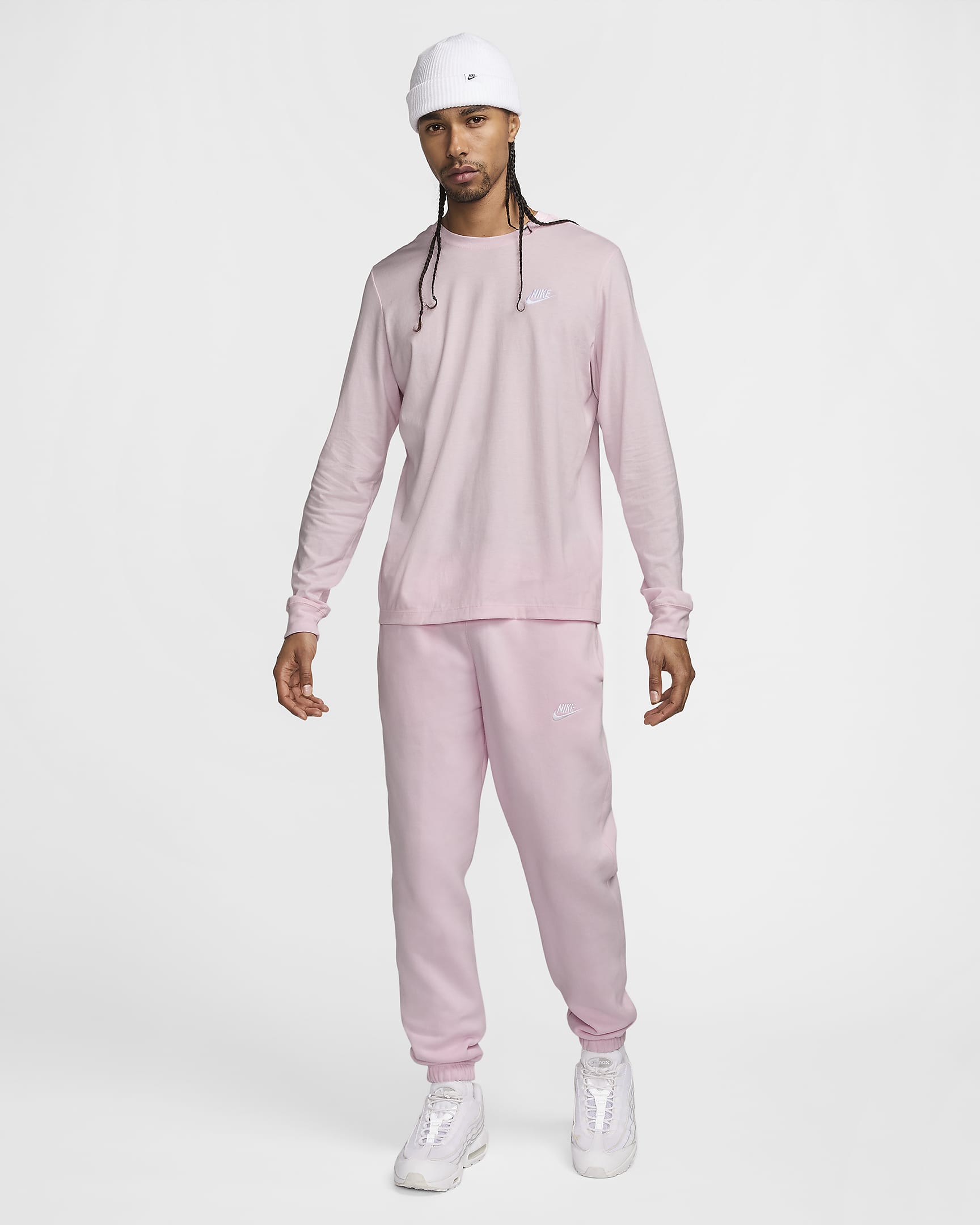 Nike Sportswear Club Fleece Men's Trousers - Pink Foam/Pink Foam/White