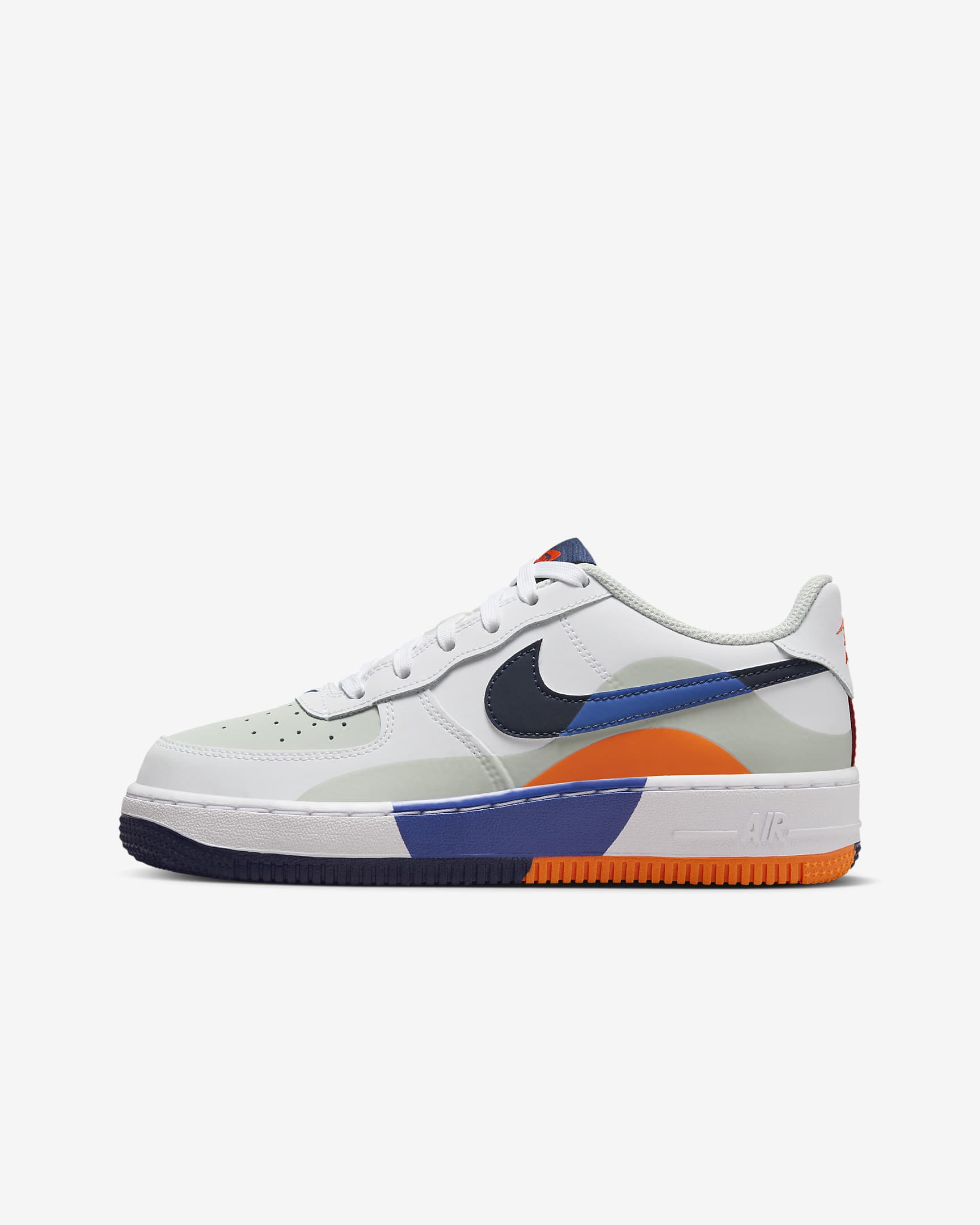 Nike Air Force 1 LV8 Big Kids' Shoes - Light Silver/White/Astronomy Blue/Midnight Navy