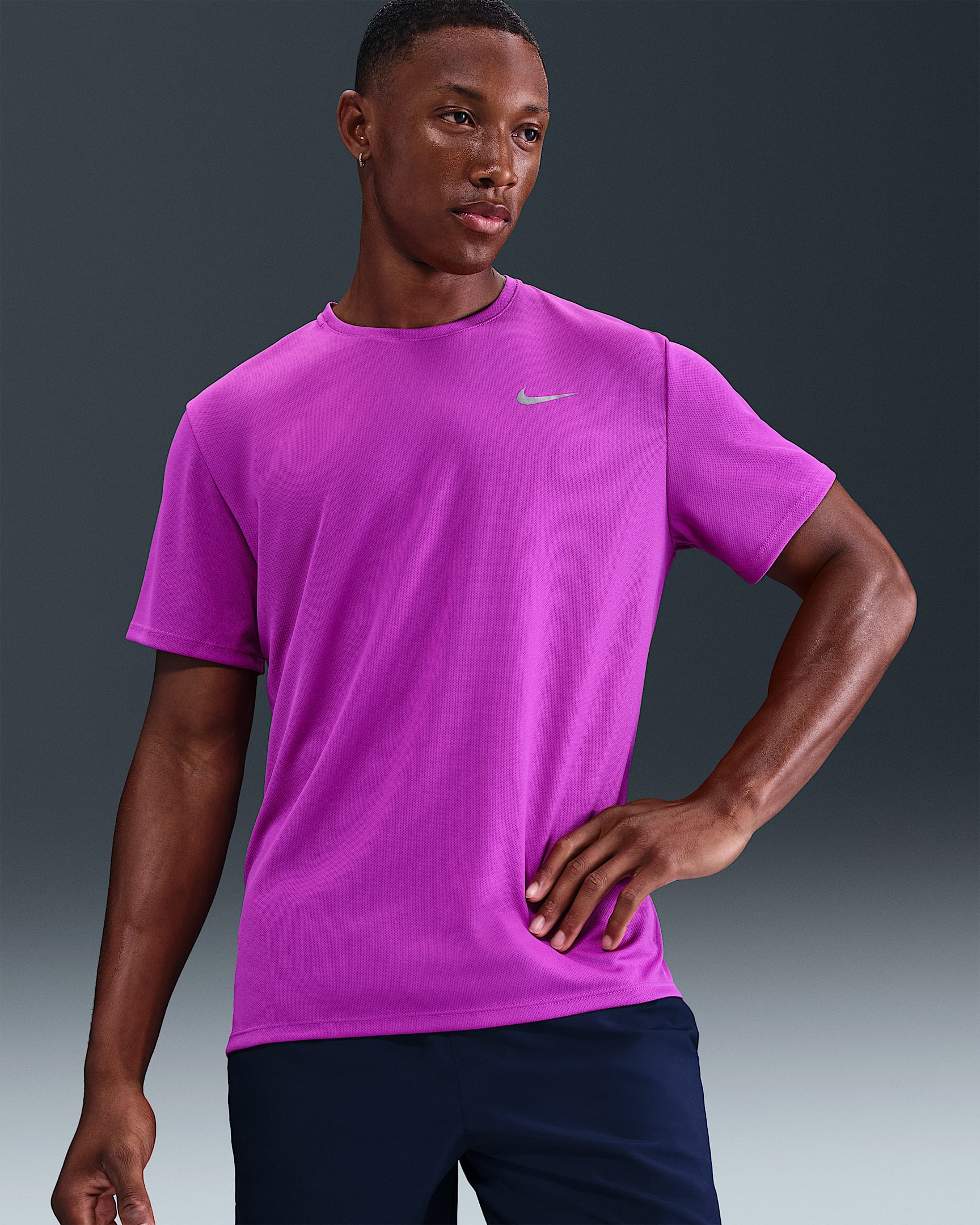 Nike Miler Men's Dri-FIT UV Short-Sleeve Running Top - Vivid Purple