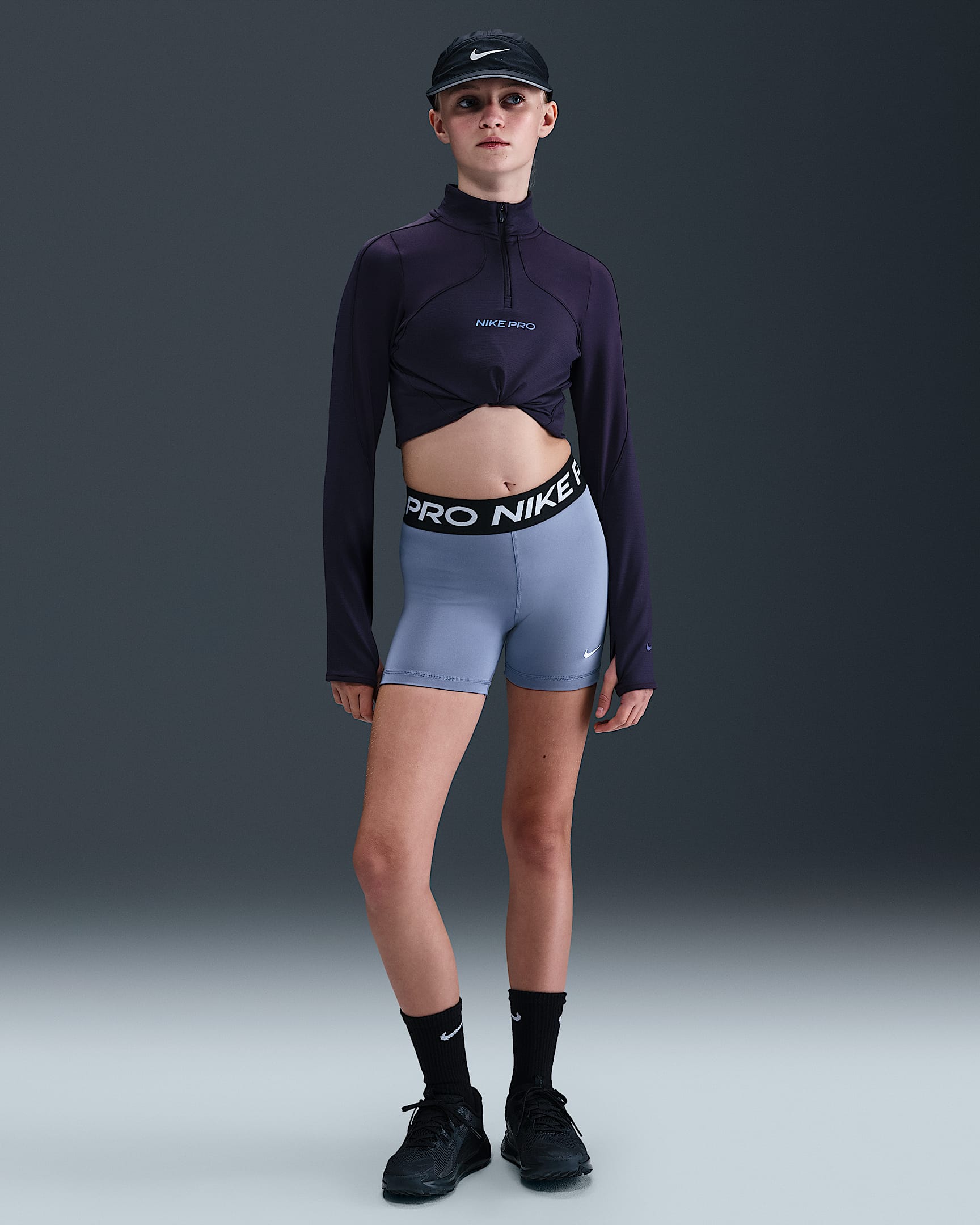 Nike Pro Girls' Shorts - World Indigo/White