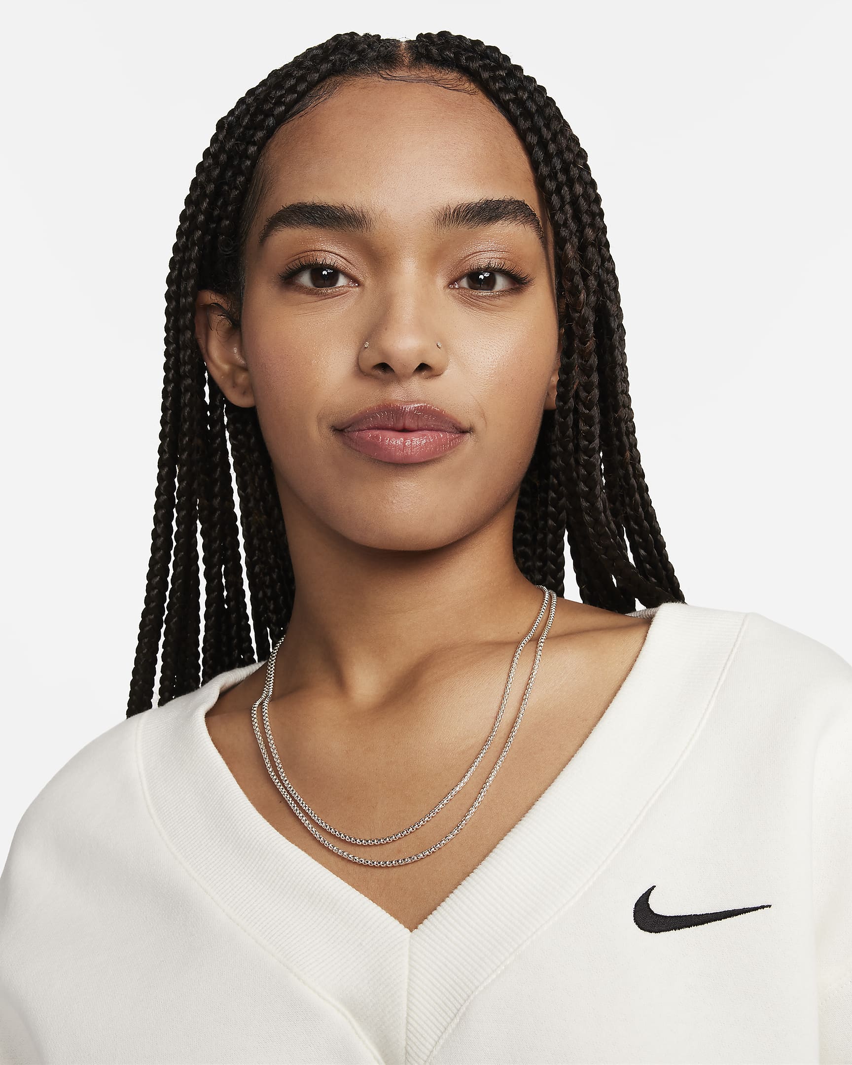 Nike Sportswear Phoenix Fleece Women's Cropped V-Neck Top - Sail/Black