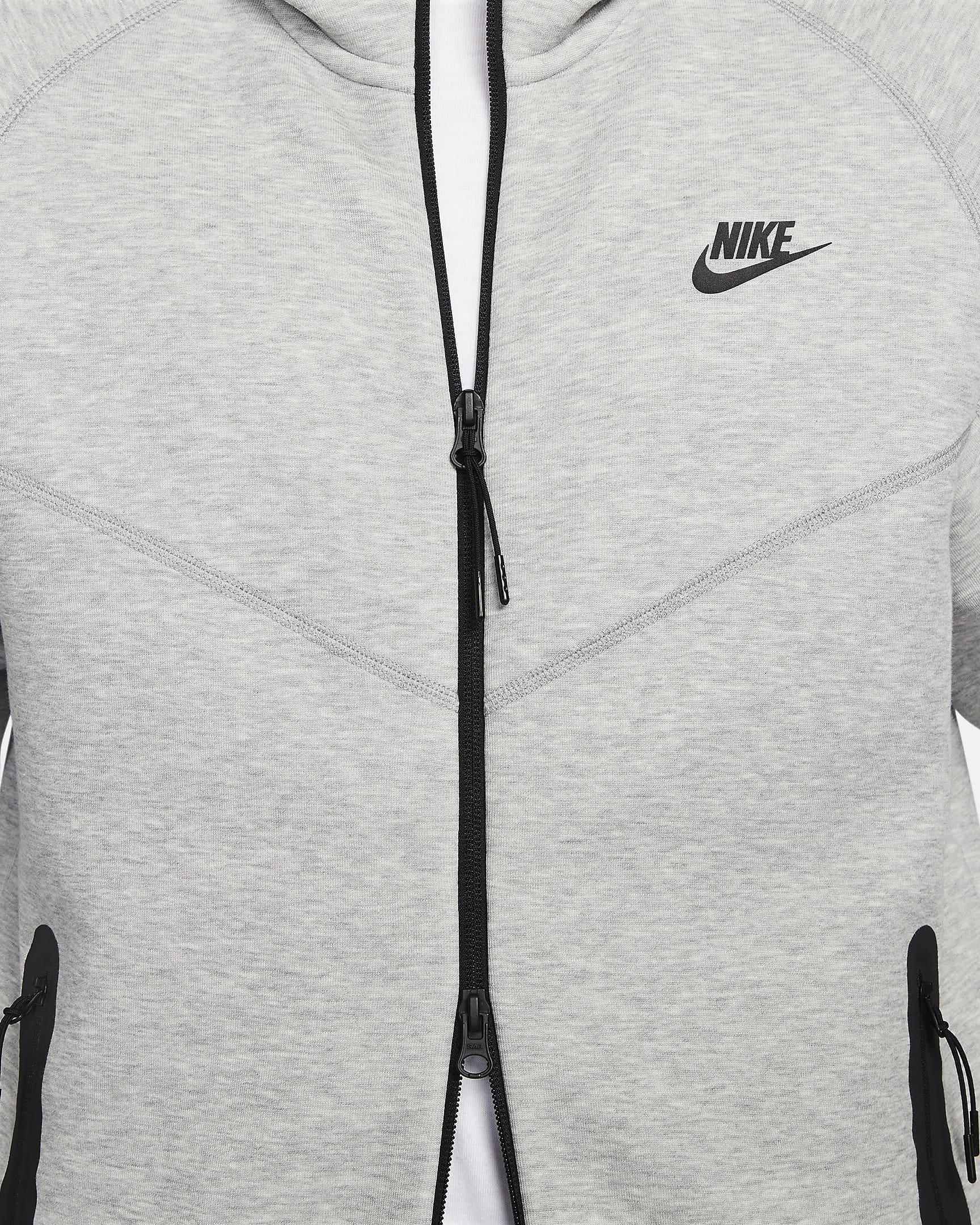 Pánská mikina s kapucí a dlouhým zipem Nike Sportswear Tech Fleece Windrunner - Dark Grey Heather/Černá