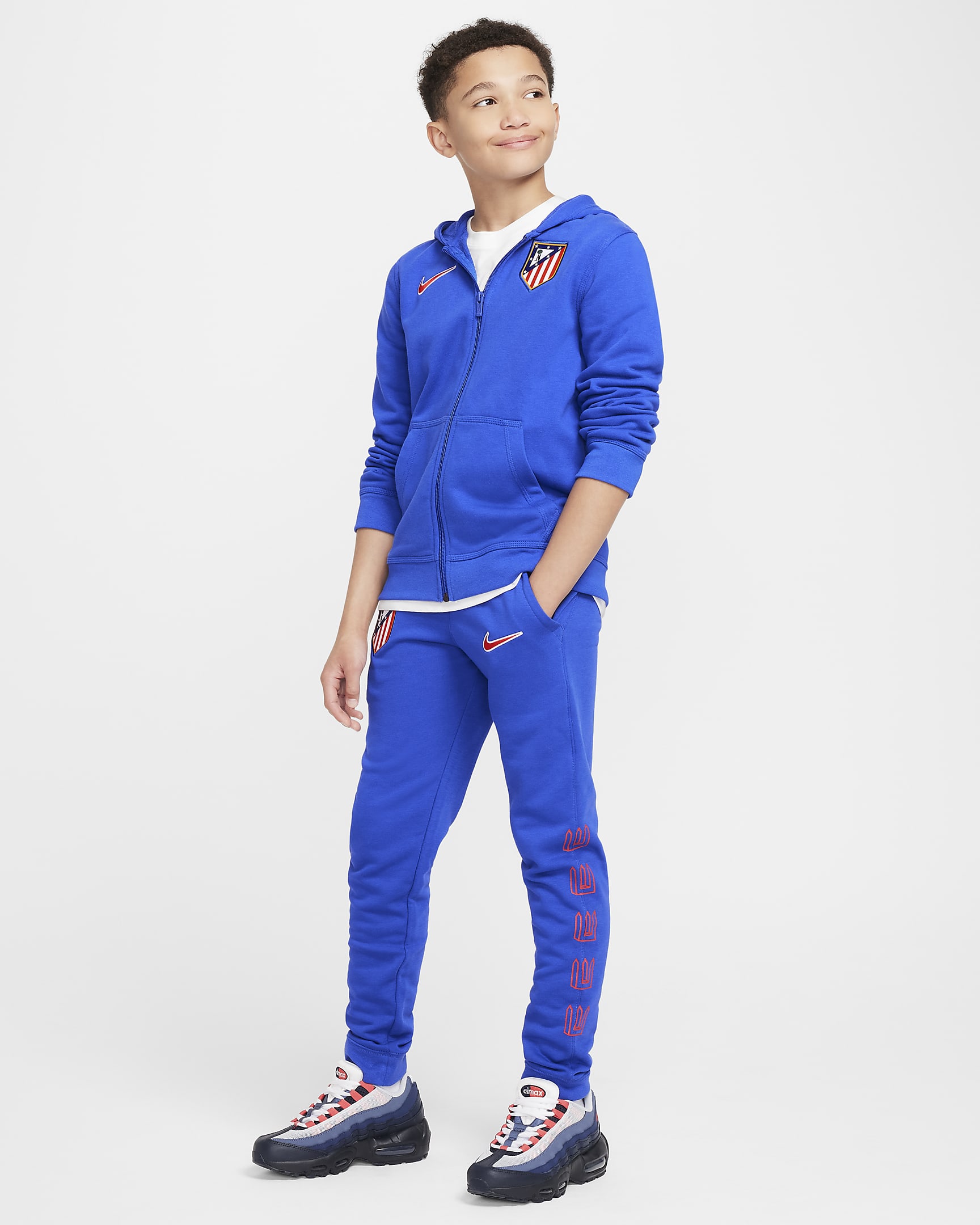 Atlético Madrid Club Home Older Kids' (Boys') Nike Football French Terry Jogger - Game Royal/Light Crimson