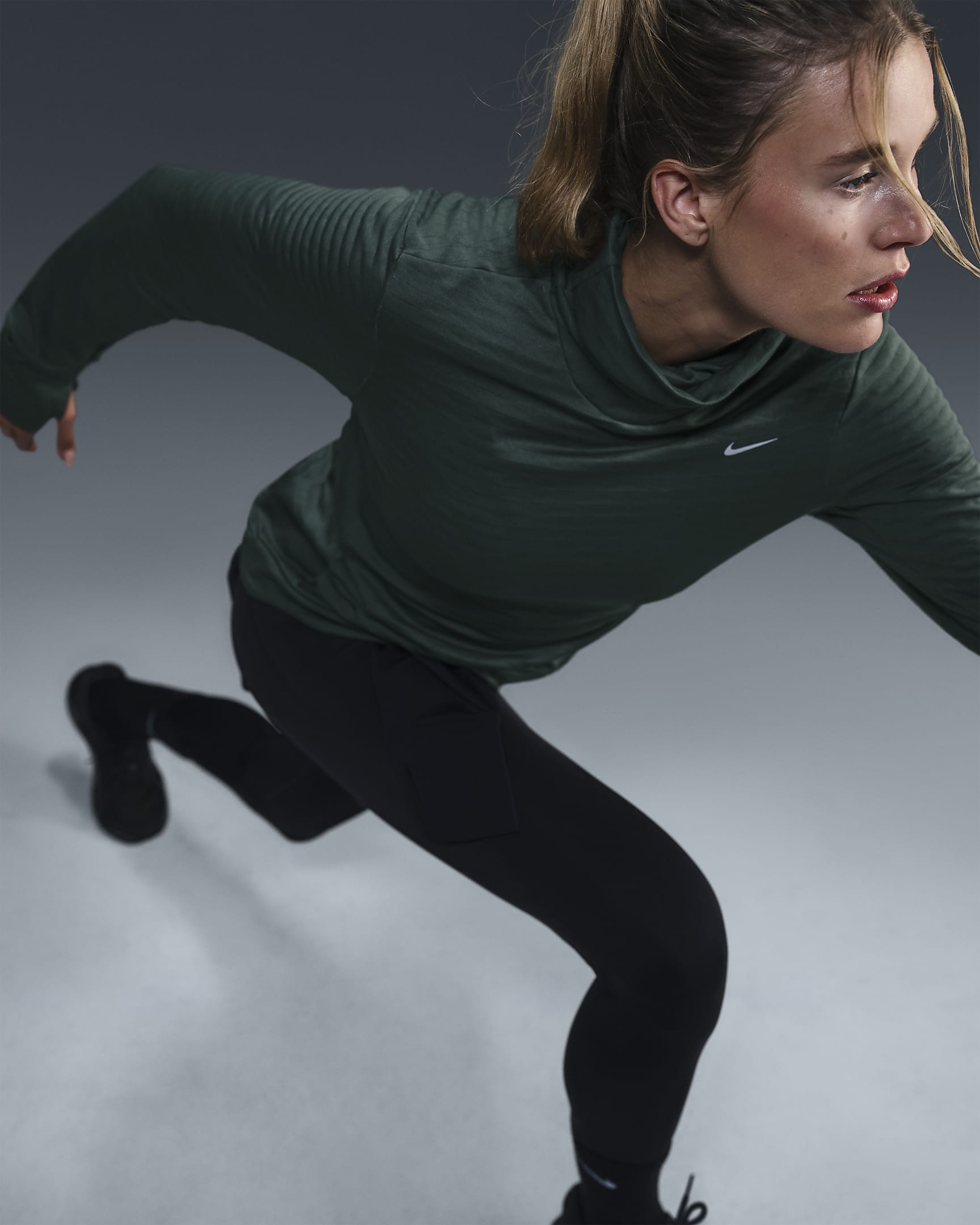 Haut de running à col roulé Nike Therma-FIT Swift pour femme - Vintage Green