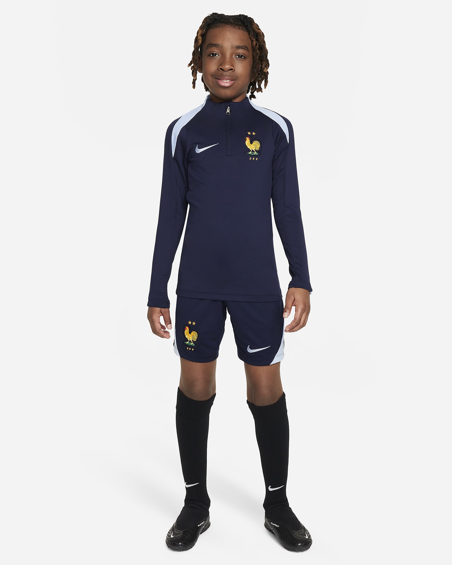 FFF Strike Older Kids' Nike Dri-FIT Football Drill Top - Blackened Blue/Cobalt Bliss/Cobalt Bliss