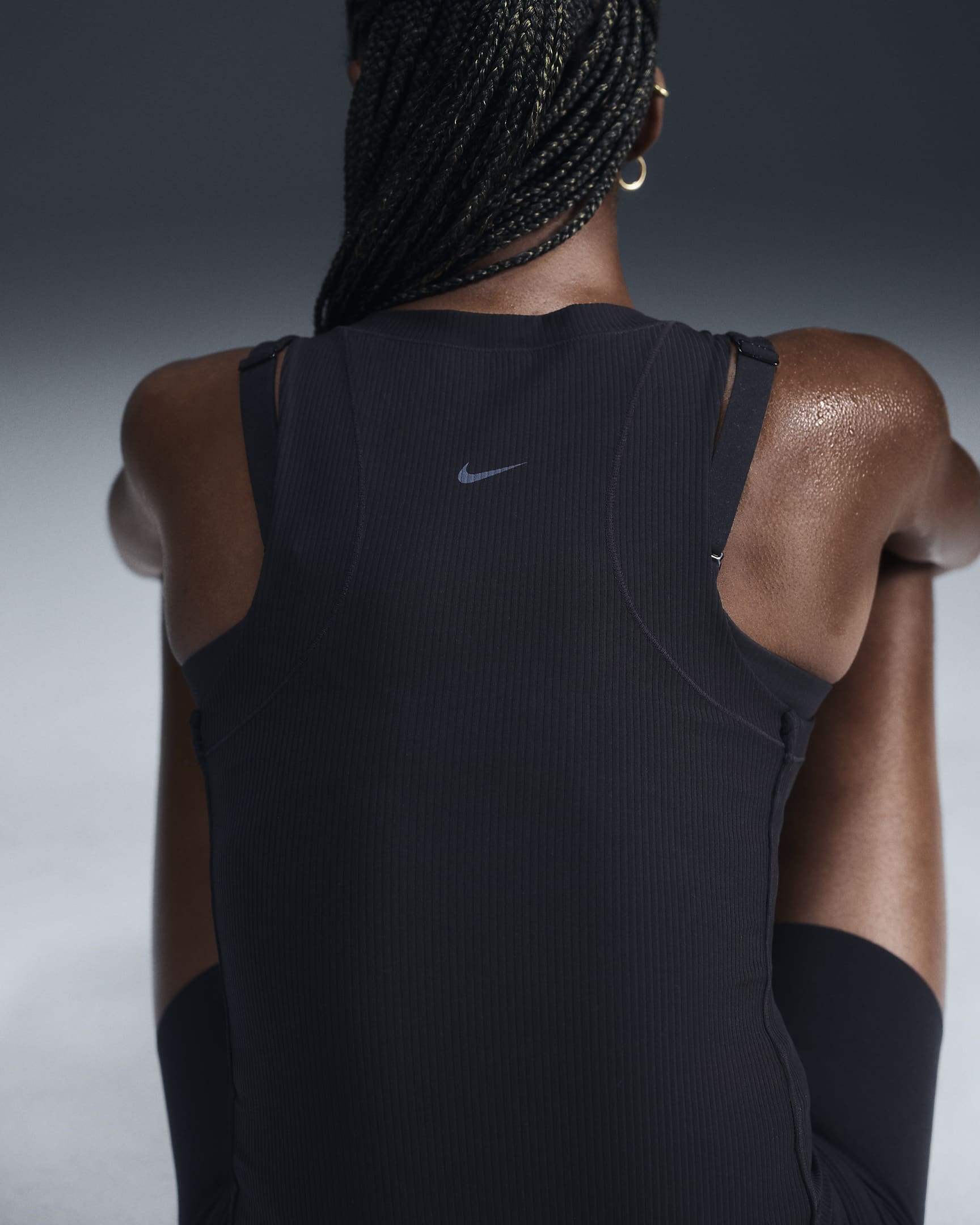 Nike Zenvy Rib Dri-FIT tanktop voor dames - Zwart