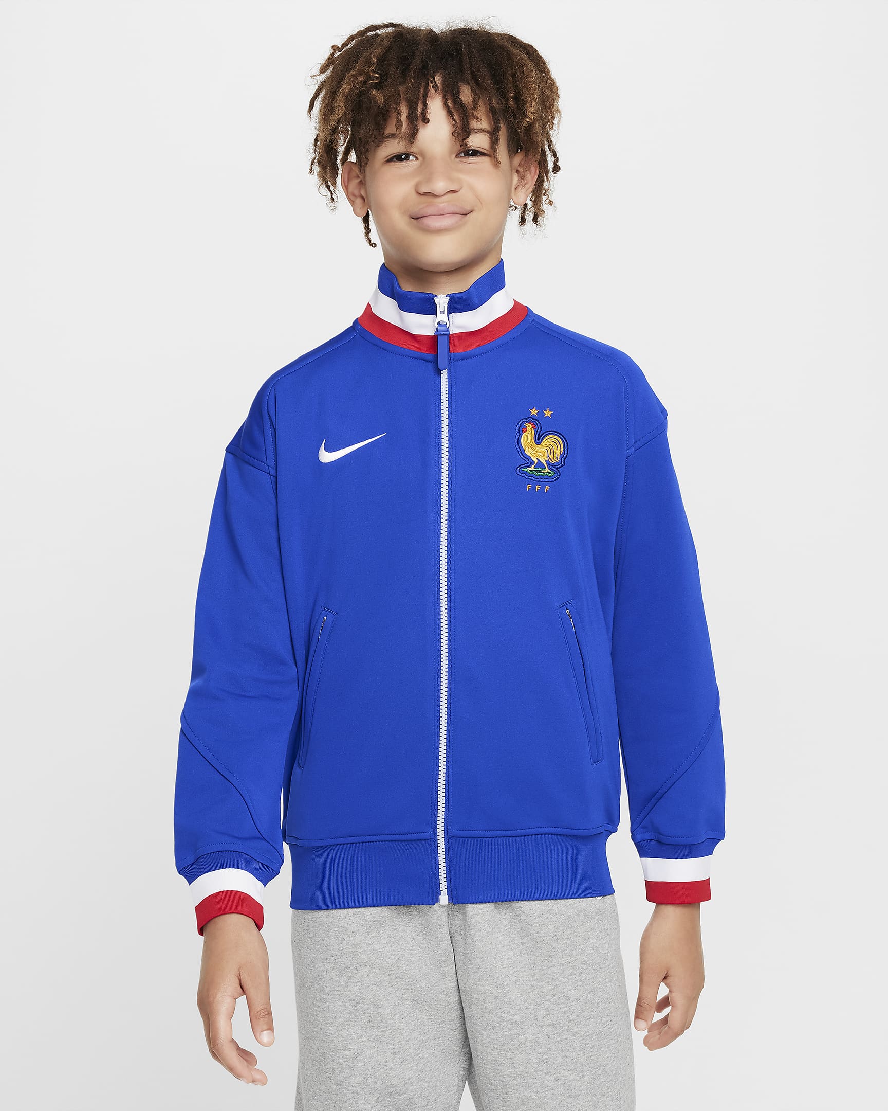 Veste de foot nationale Nike Dri-FIT FFF Academy Pro Domicile pour ado - Bright Blue/Bright Blue/Blanc