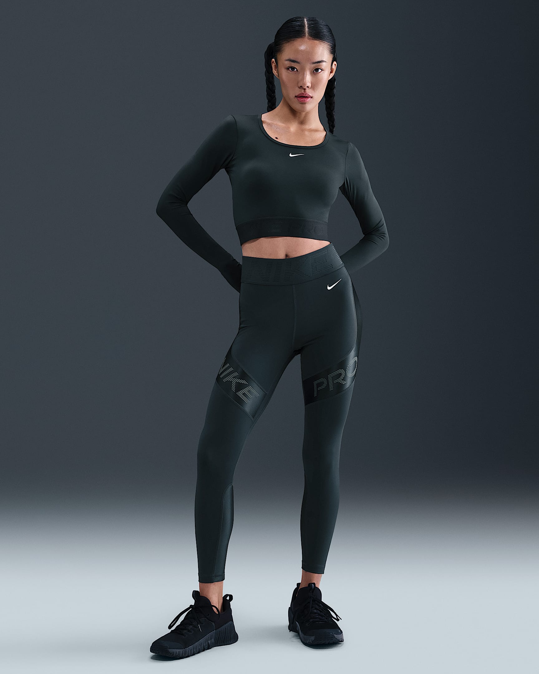 Nike Pro Sculpt Women's High-Waisted 7/8 Leggings - Seaweed/Vintage Green/White