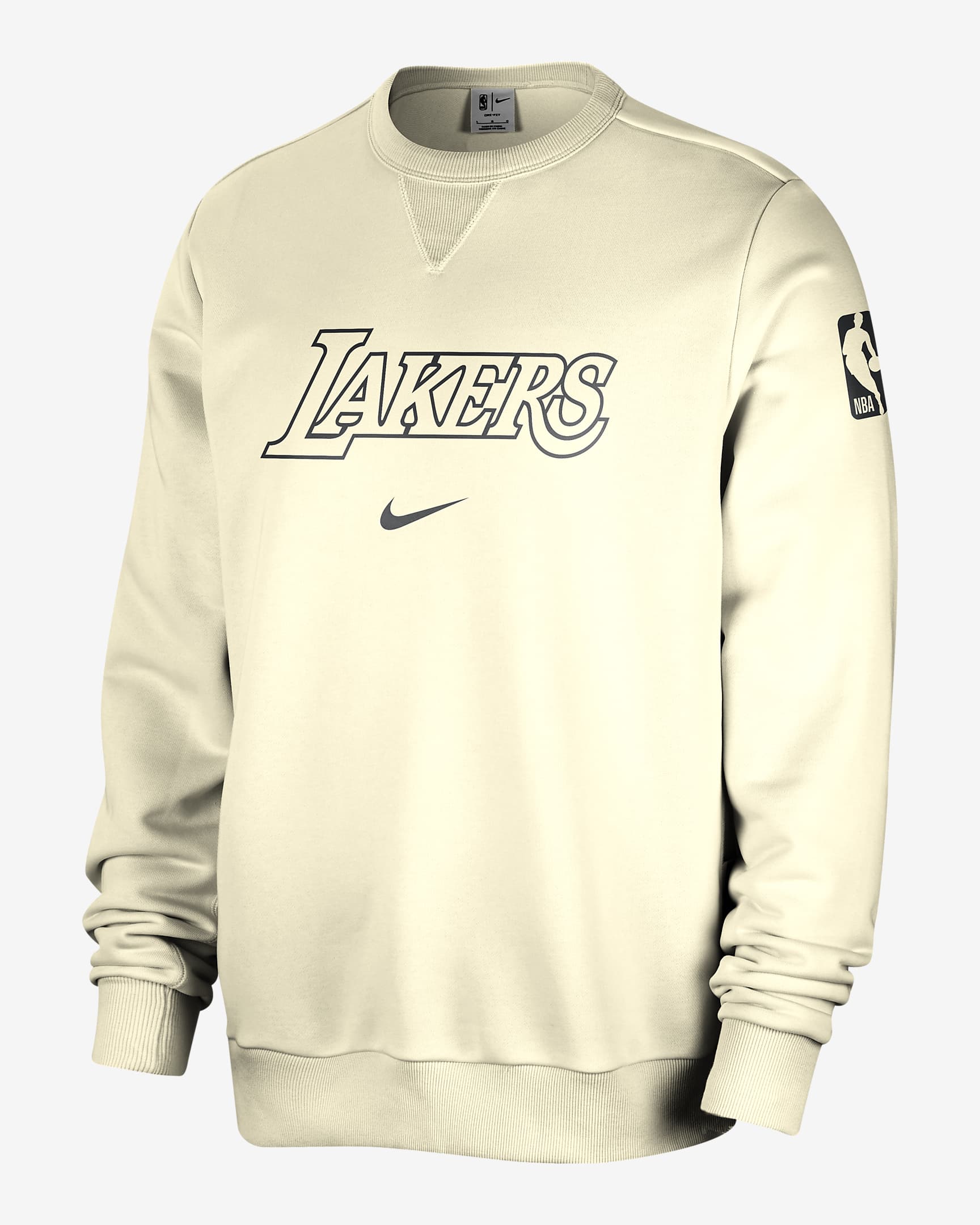 Los Angeles Lakers Standard Issue Men's Nike Dri-FIT NBA Crew-Neck Sweatshirt - Coconut Milk/Pale Ivory/Black