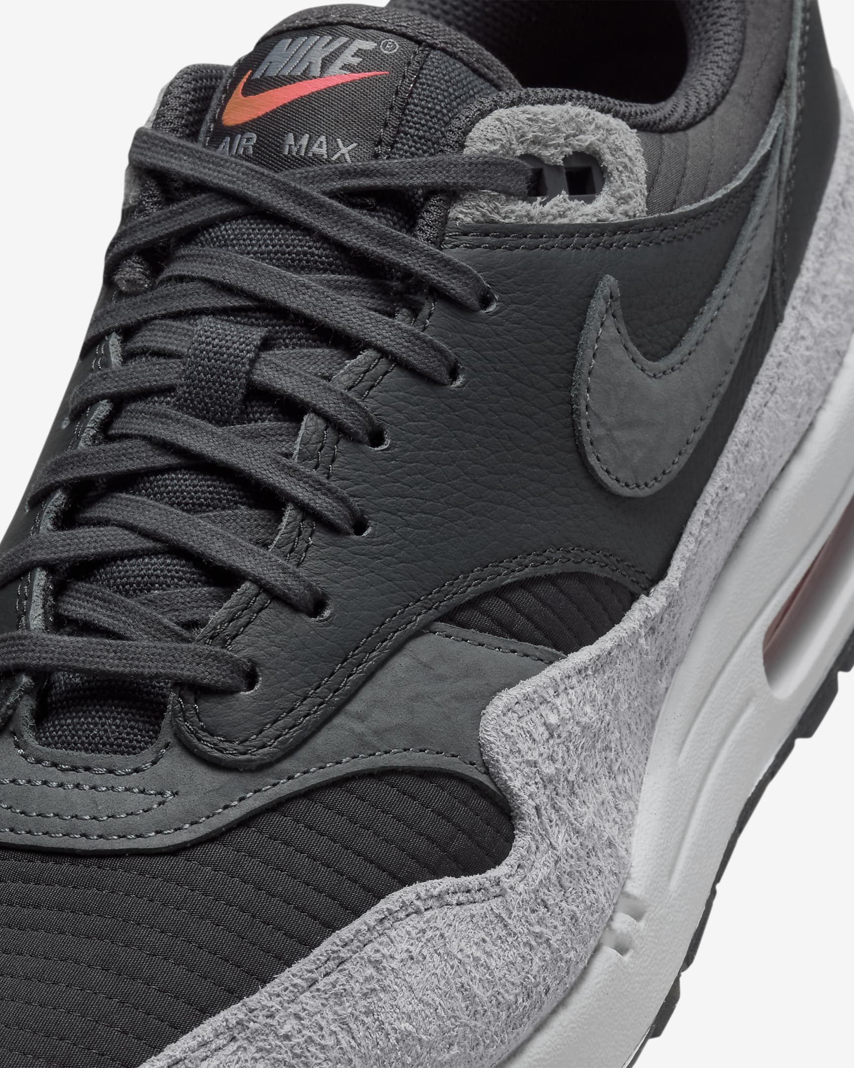 Nike Air Max 1 Premium Ayakkabı - Dark Smoke Grey/Flash Crimson/Summit White/Smoke Grey