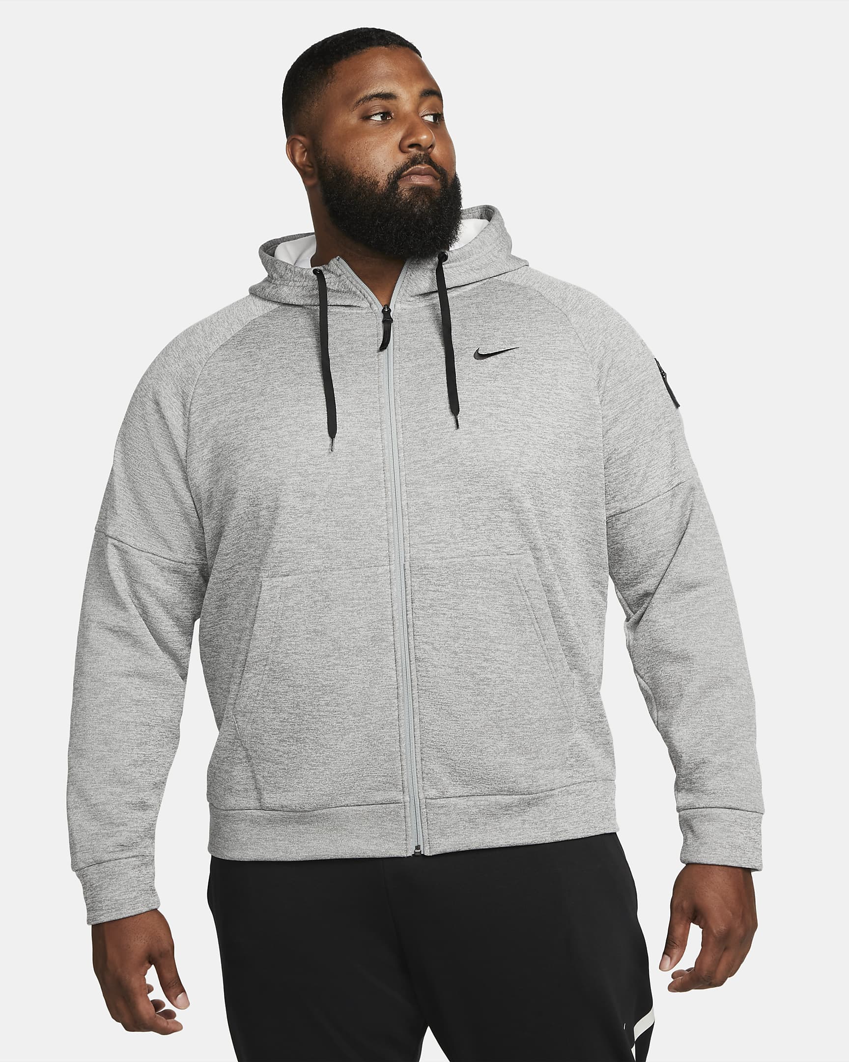 Nike Therma Men's Therma-FIT Full-Zip Fitness Top - Dark Grey Heather/Particle Grey/Black